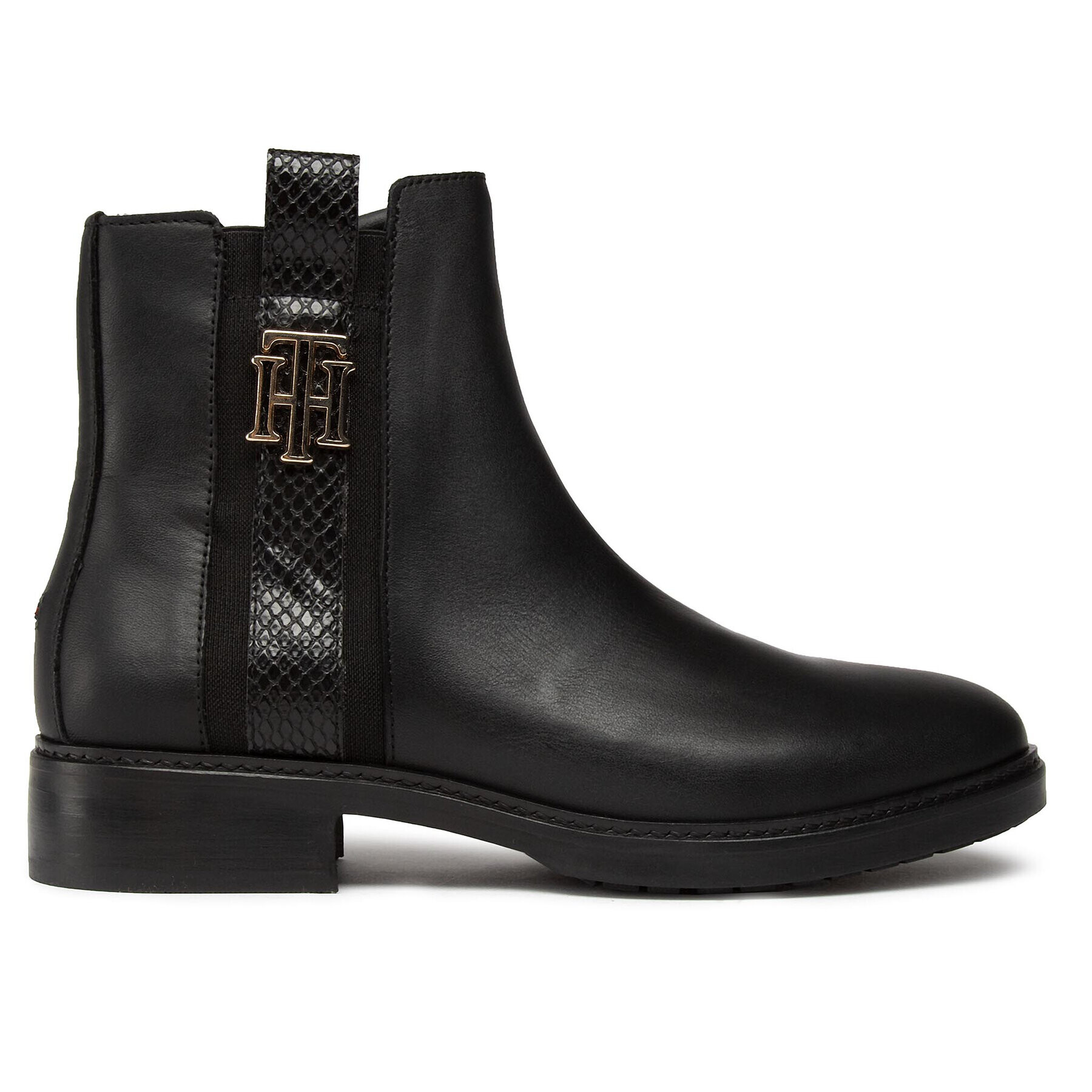 Tommy Hilfiger Боти Th Interlock Leather Flat Boot FW0FW05181 Черен - Pepit.bg