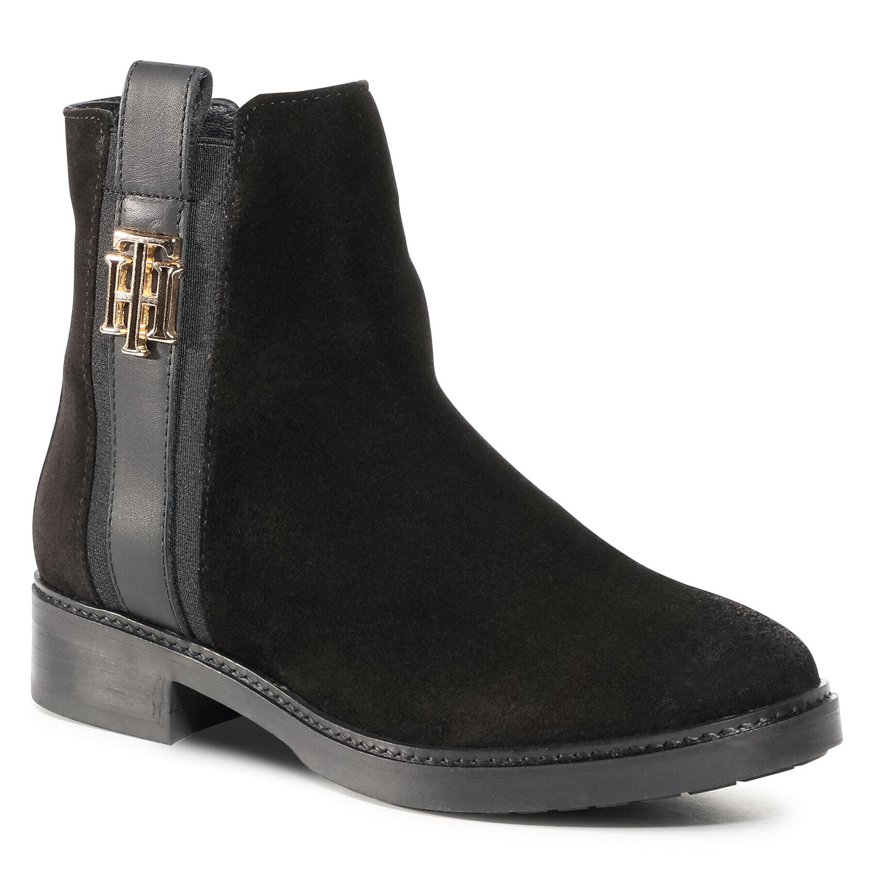 Tommy Hilfiger Боти Th Interlock SuedeFlat Boot FW0FW05184 Черен - Pepit.bg