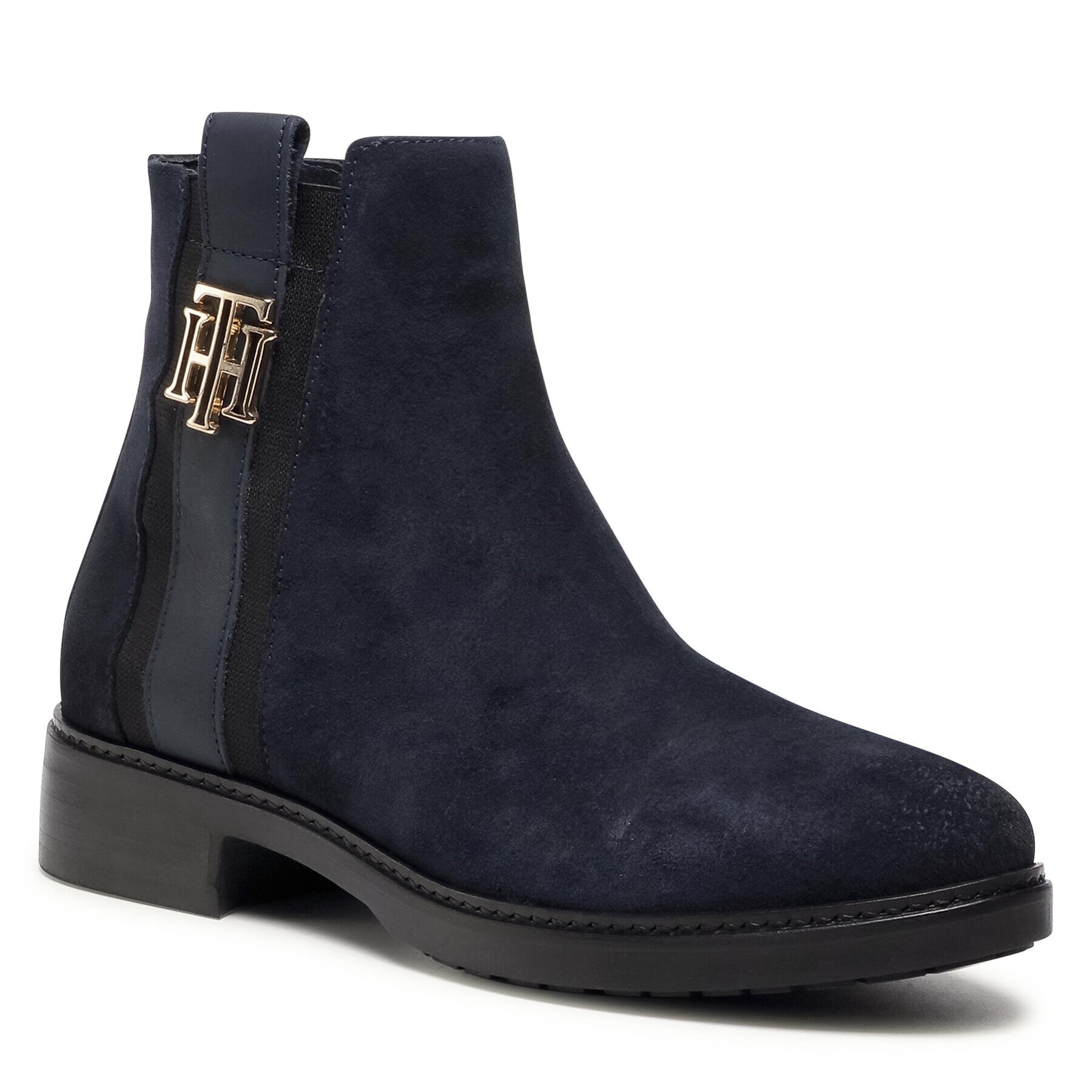 Tommy Hilfiger Боти Th Interlock SuedeFlat Boot FW0FW05184 Тъмносин - Pepit.bg
