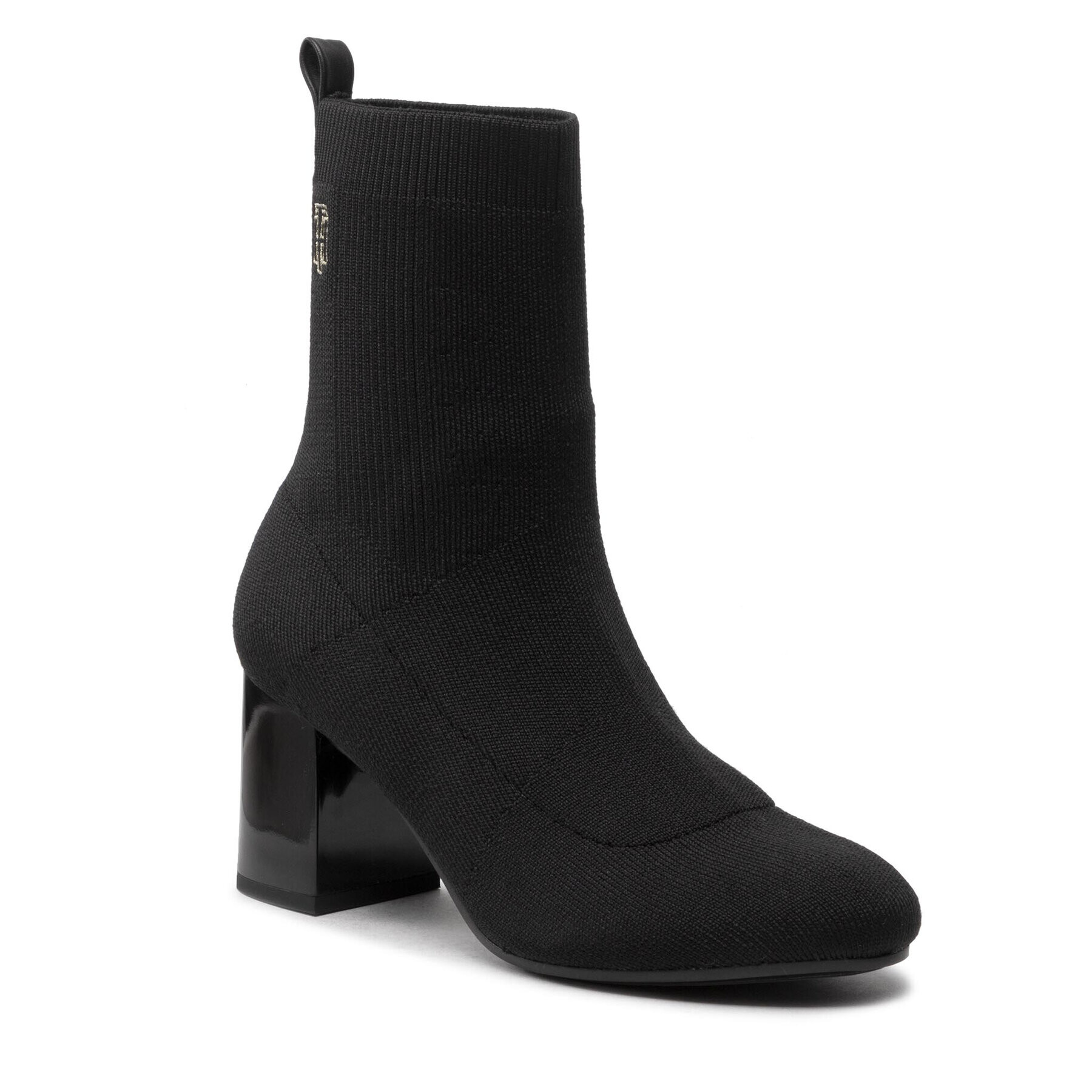 Tommy Hilfiger Боти Th Logo High Heel Sock Boot FW0FW06539 Черен - Pepit.bg