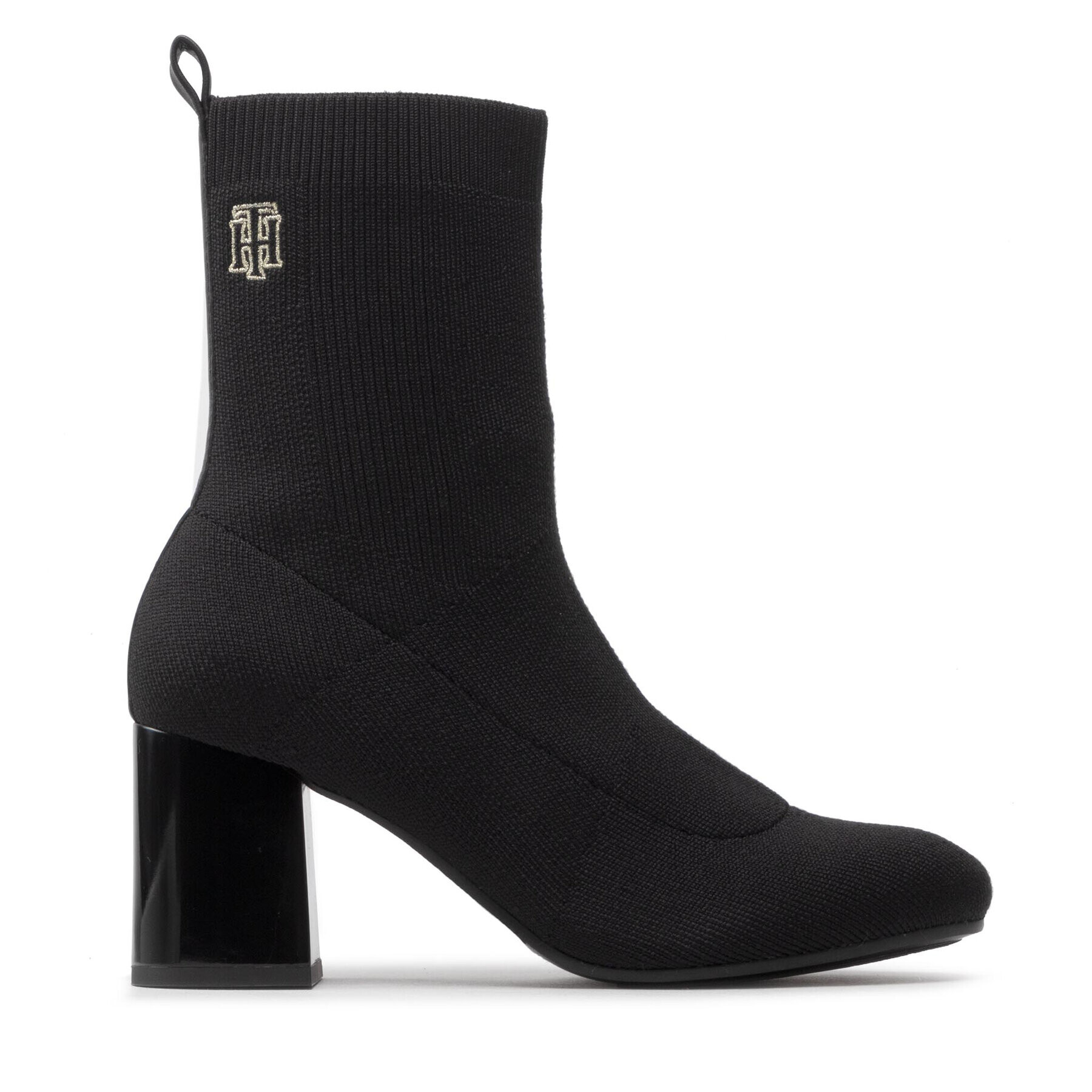 Tommy Hilfiger Боти Th Logo High Heel Sock Boot FW0FW06539 Черен - Pepit.bg