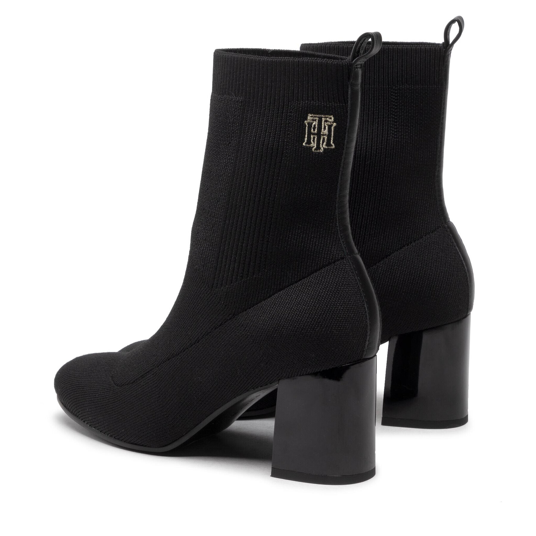Tommy Hilfiger Боти Th Logo High Heel Sock Boot FW0FW06539 Черен - Pepit.bg