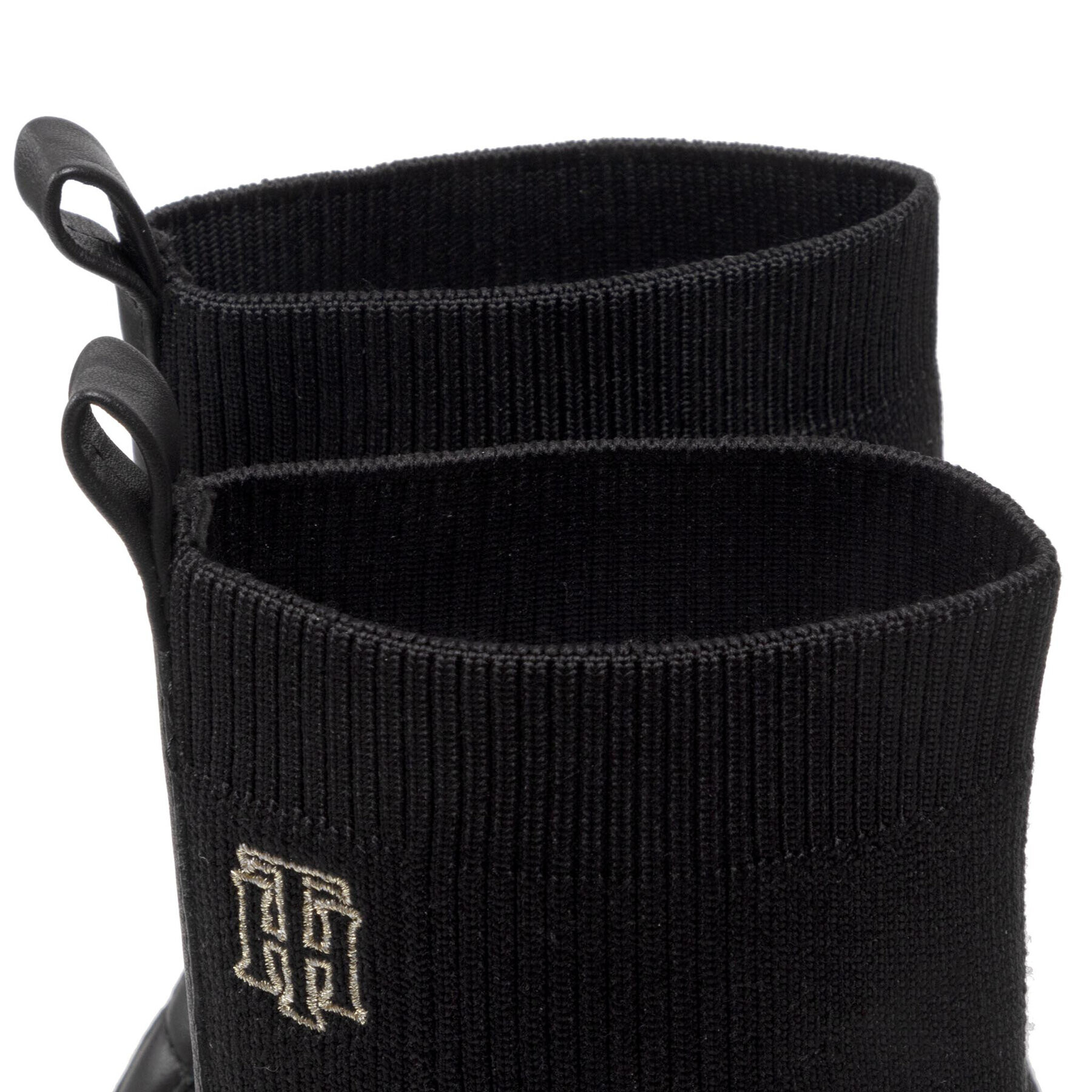 Tommy Hilfiger Боти Th Logo High Heel Sock Boot FW0FW06539 Черен - Pepit.bg