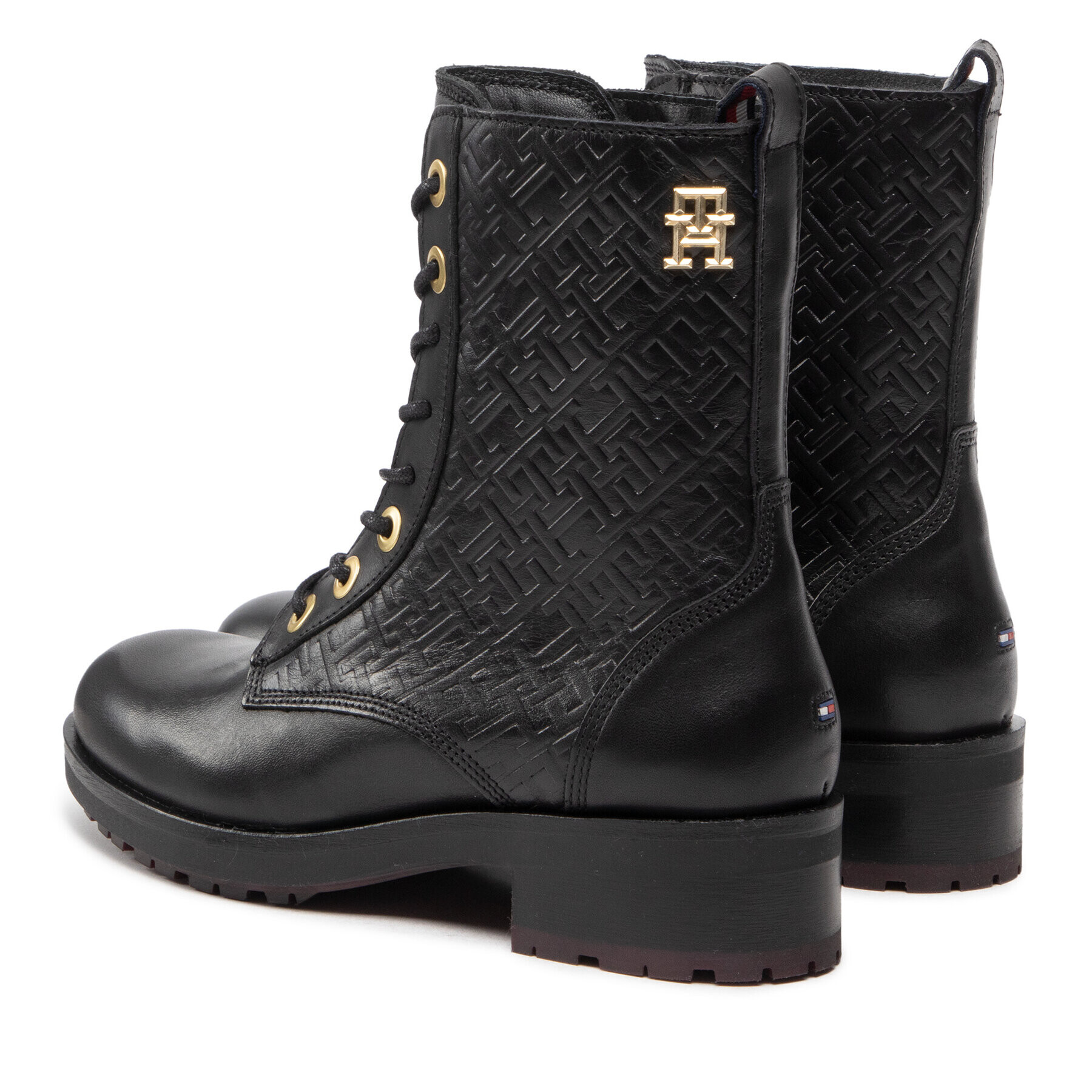 Tommy Hilfiger Боти Th Monogram Biker Boot FW0FW06817 Черен - Pepit.bg