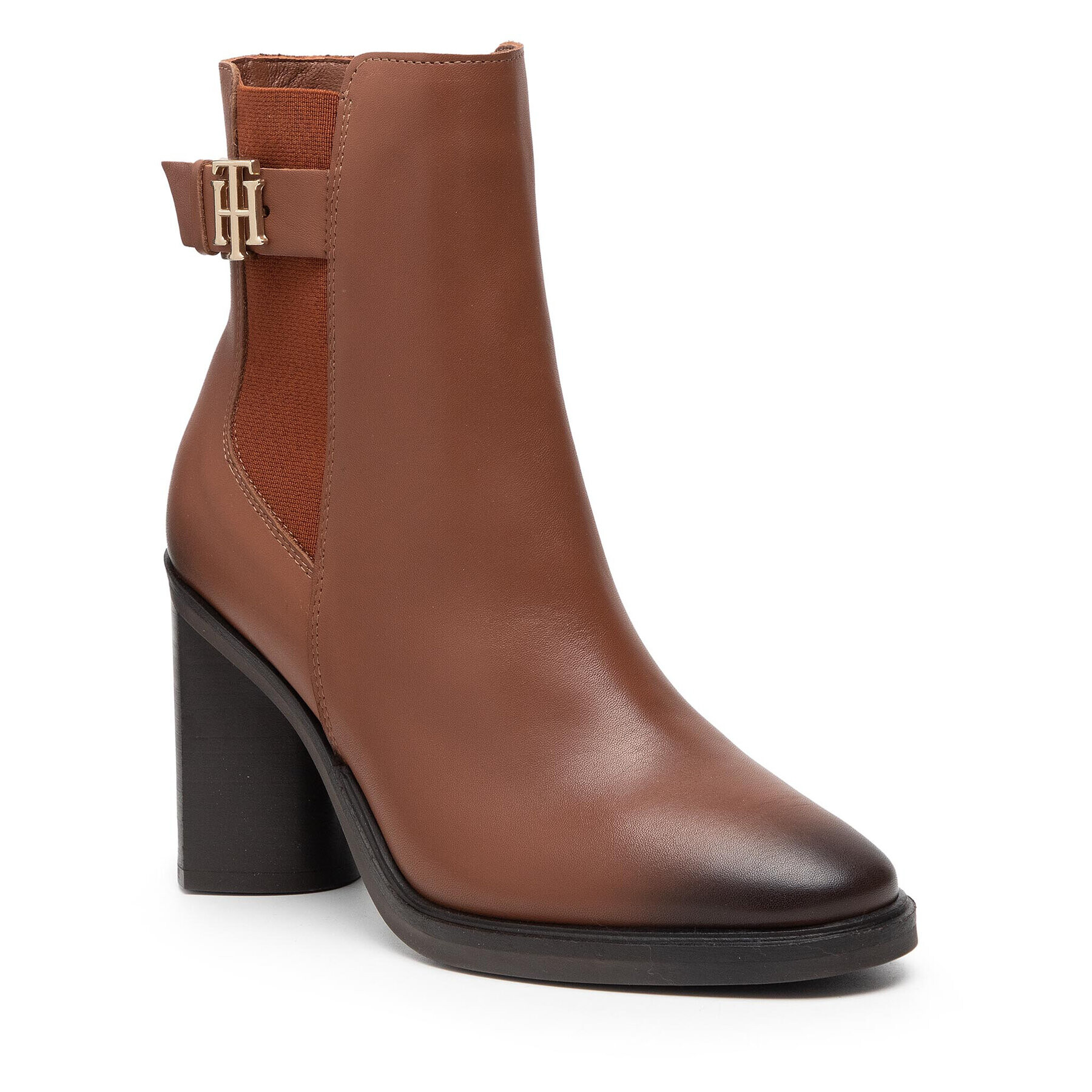 Tommy Hilfiger Боти Th Monogram Hardware Heel Boot FW0FW06006 Кафяв - Pepit.bg