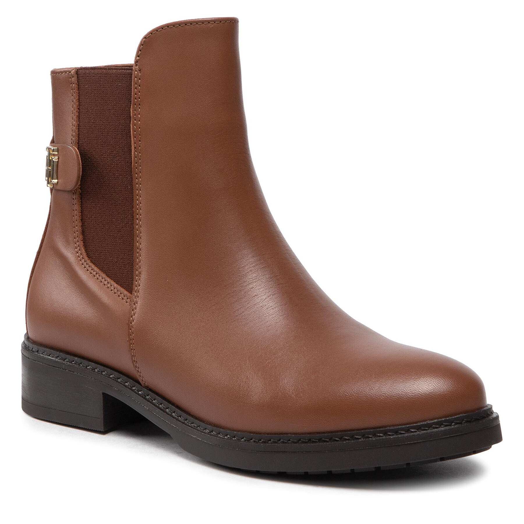 Tommy Hilfiger Боти тип челси Leather Flat Boot FW0FW06749 Кафяв - Pepit.bg