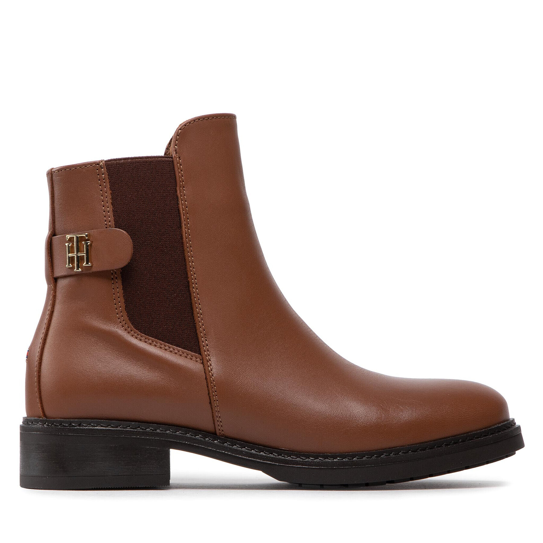 Tommy Hilfiger Боти тип челси Leather Flat Boot FW0FW06749 Кафяв - Pepit.bg