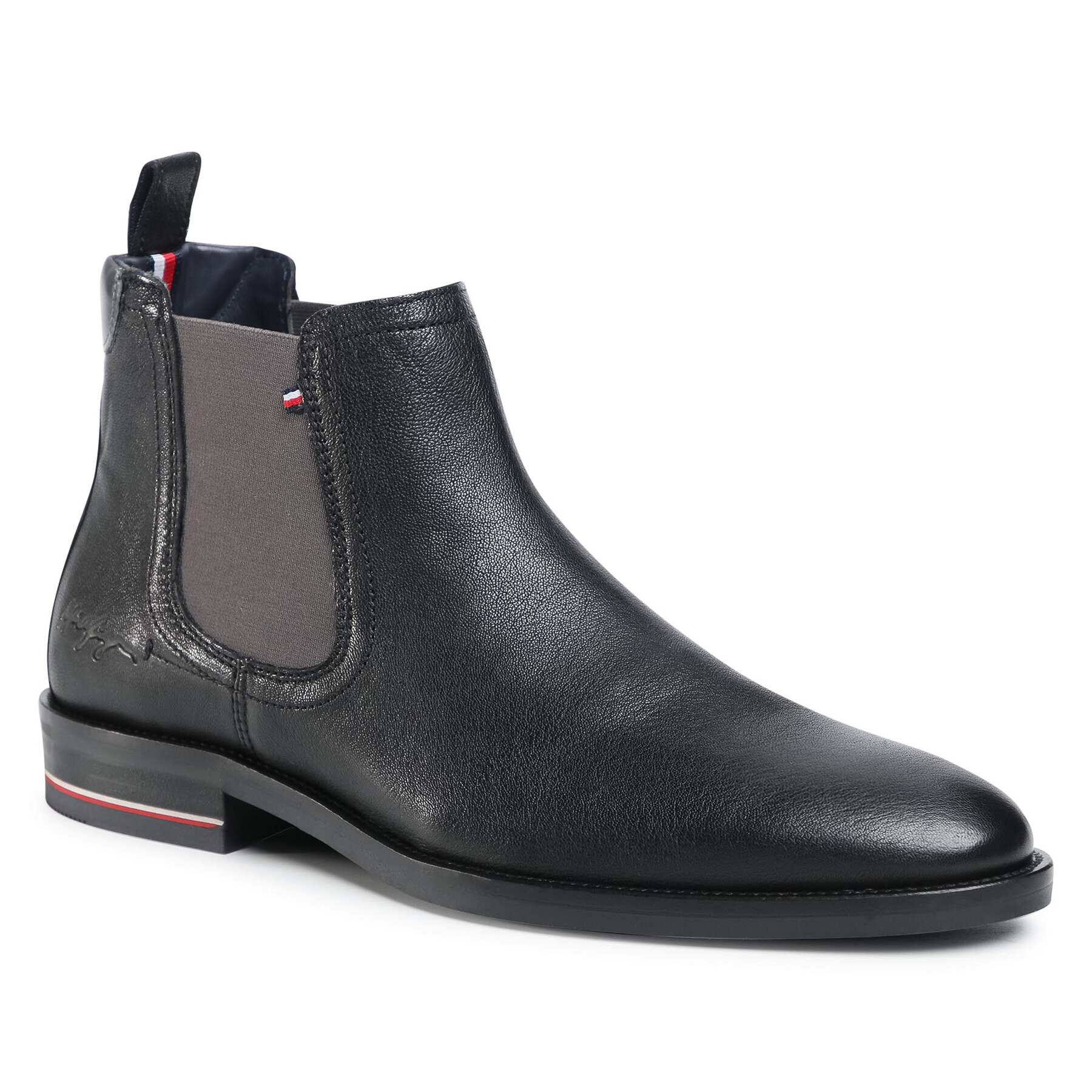 Tommy Hilfiger Боти тип челси Signature Hilfiger Lth Chelsea FM0FM03110 Черен - Pepit.bg