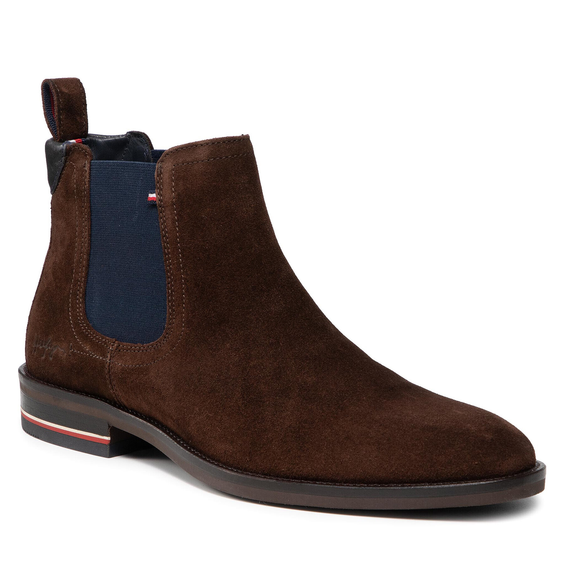 Tommy Hilfiger Боти тип челси Signature Hilfiger Suede Chelsea FM0FM03795 Кафяв - Pepit.bg