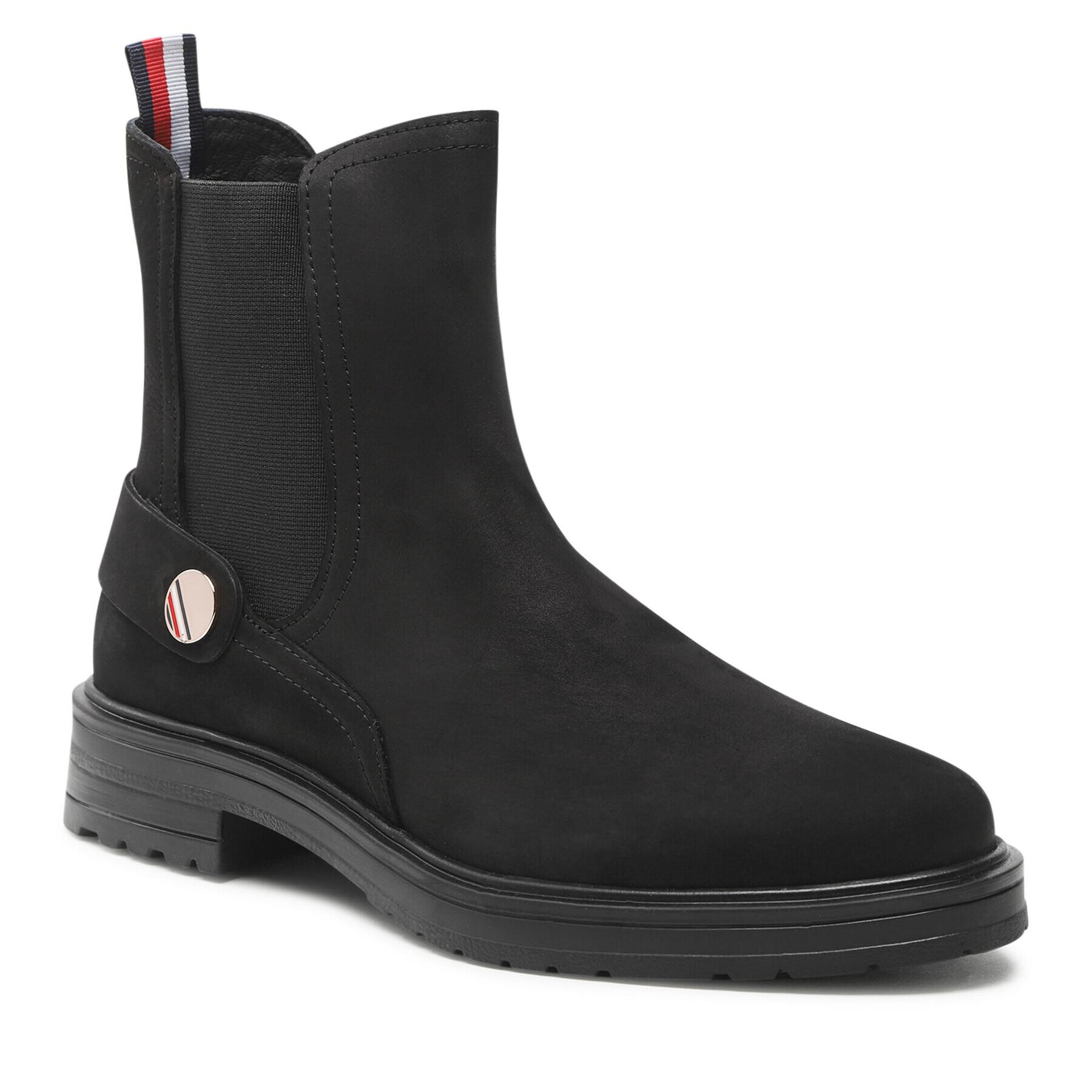 Tommy Hilfiger Боти тип челси Th Coin Flat Boot FW0FW06742 Черен - Pepit.bg