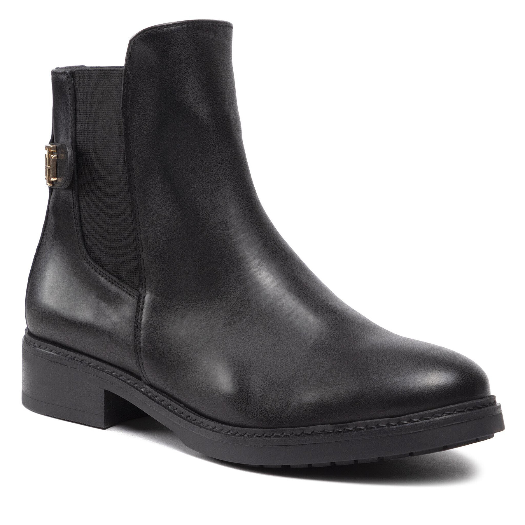 Tommy Hilfiger Боти тип челси Th Leather Flat Boot FW0FW06749 Черен - Pepit.bg