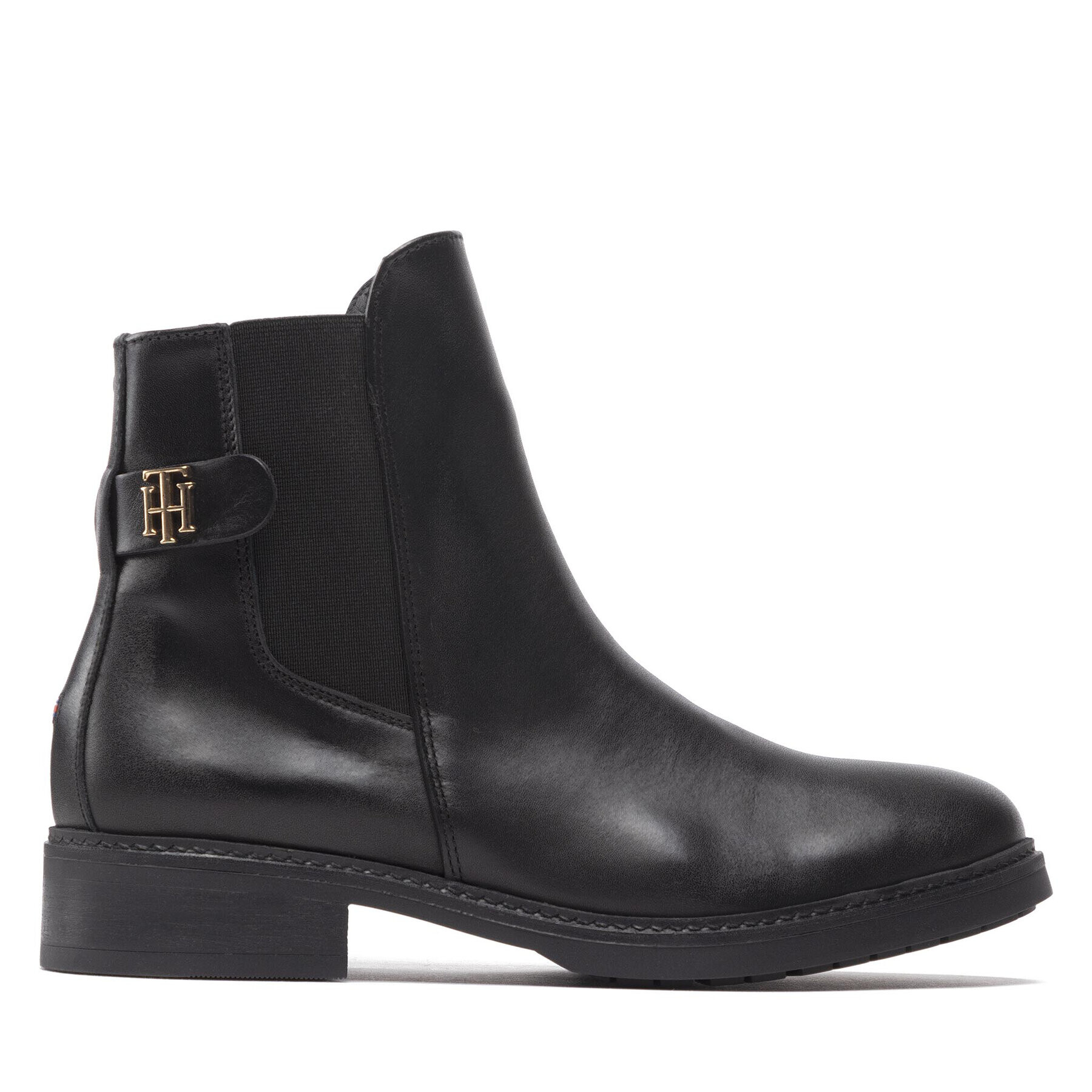 Tommy Hilfiger Боти тип челси Th Leather Flat Boot FW0FW06749 Черен - Pepit.bg