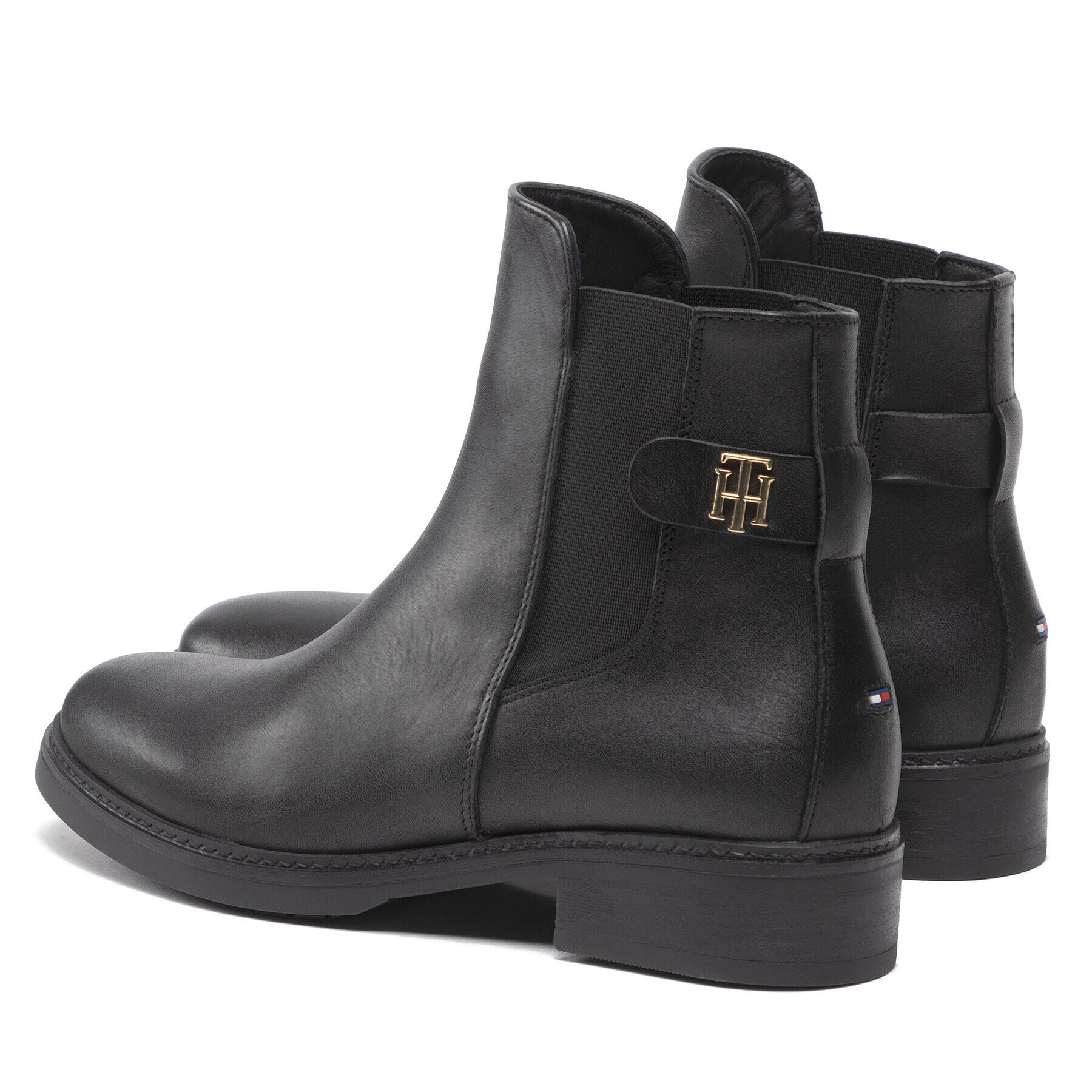 Tommy Hilfiger Боти тип челси Th Leather Flat Boot FW0FW06749 Черен - Pepit.bg