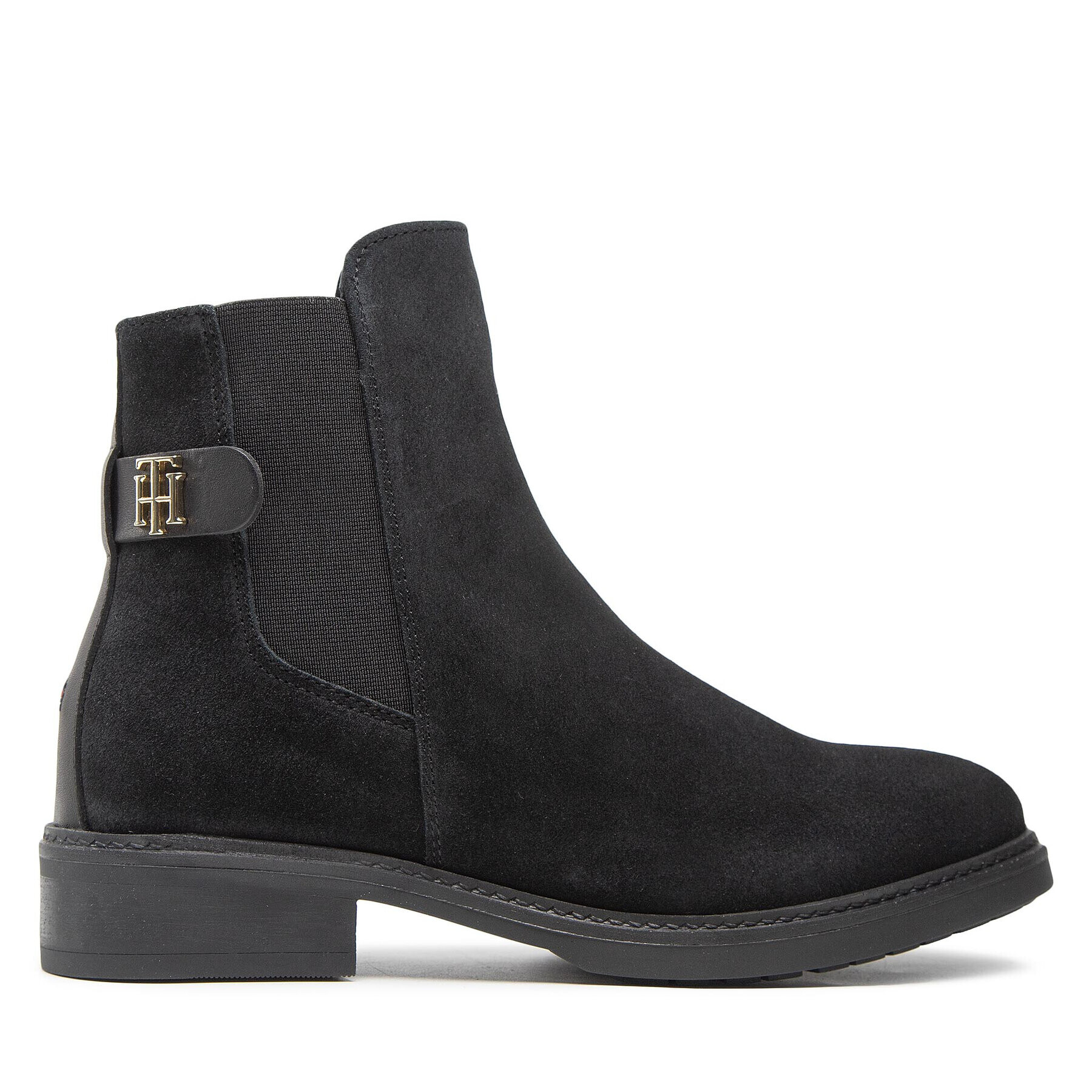 Tommy Hilfiger Боти тип челси Th Suede Flat Boot FW0FW06750 Черен - Pepit.bg