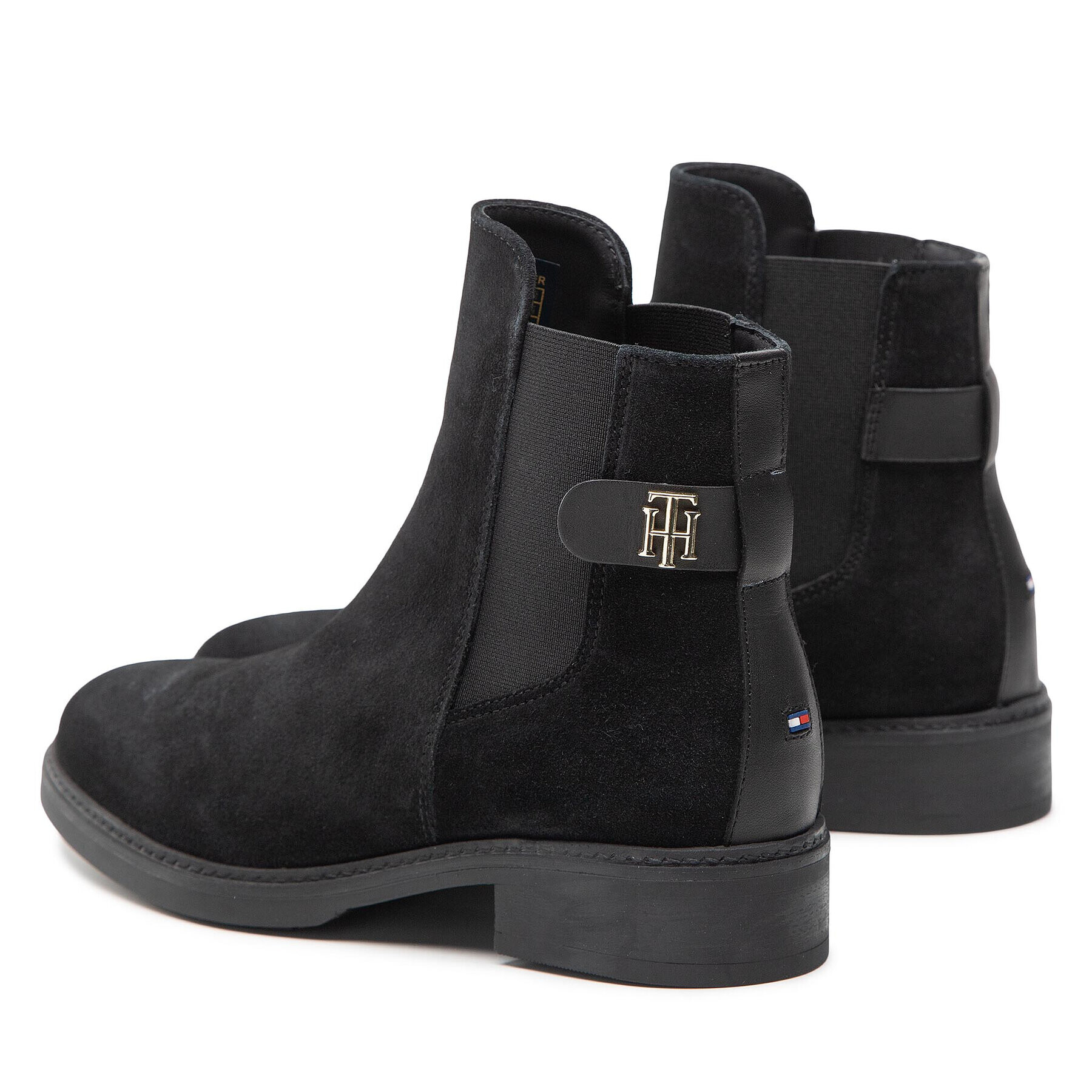 Tommy Hilfiger Боти тип челси Th Suede Flat Boot FW0FW06750 Черен - Pepit.bg