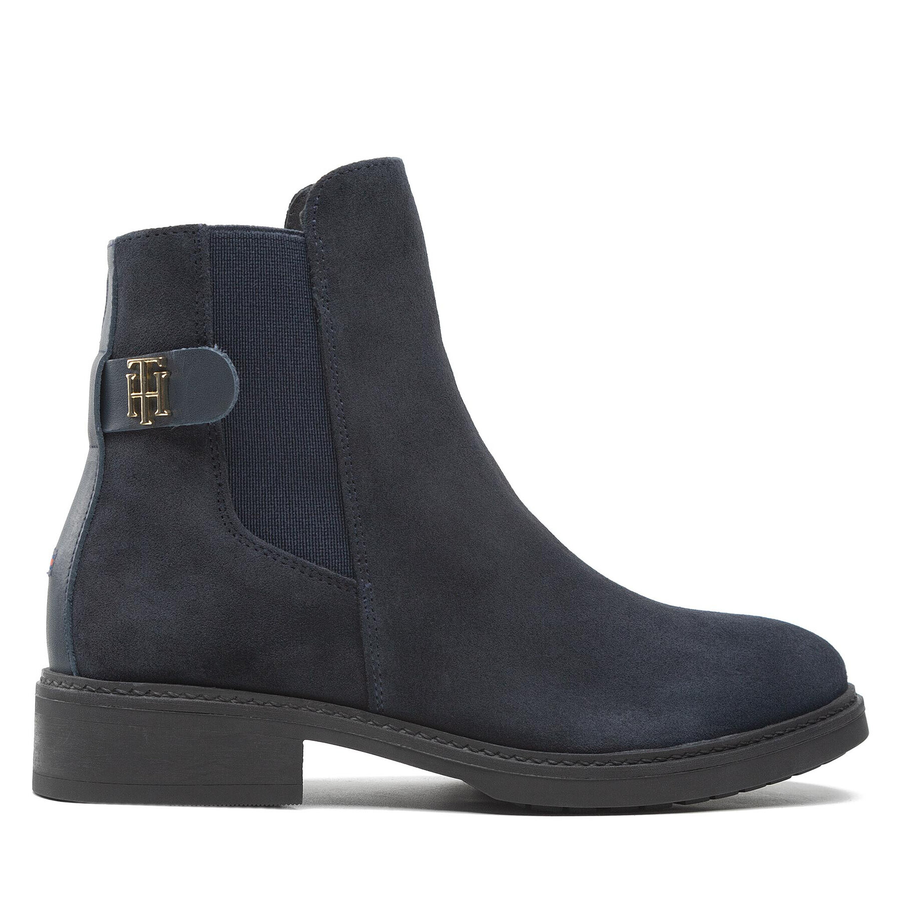 Tommy Hilfiger Боти тип челси Th Suede Flat Boot FW0FW06750 Тъмносин - Pepit.bg