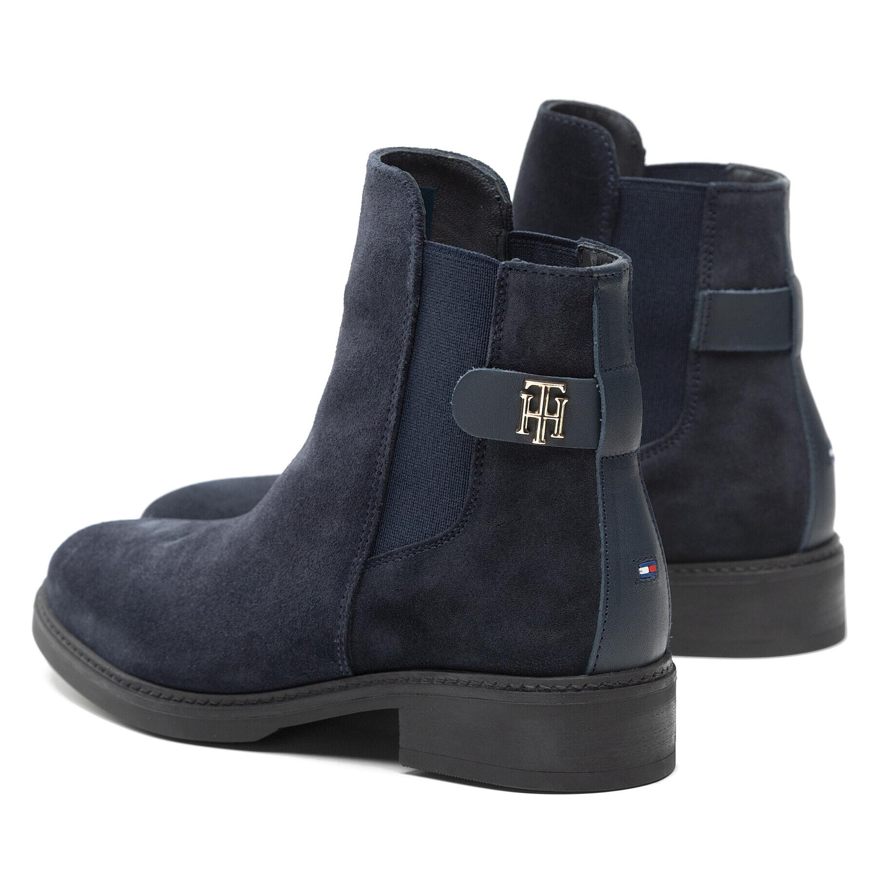 Tommy Hilfiger Боти тип челси Th Suede Flat Boot FW0FW06750 Тъмносин - Pepit.bg