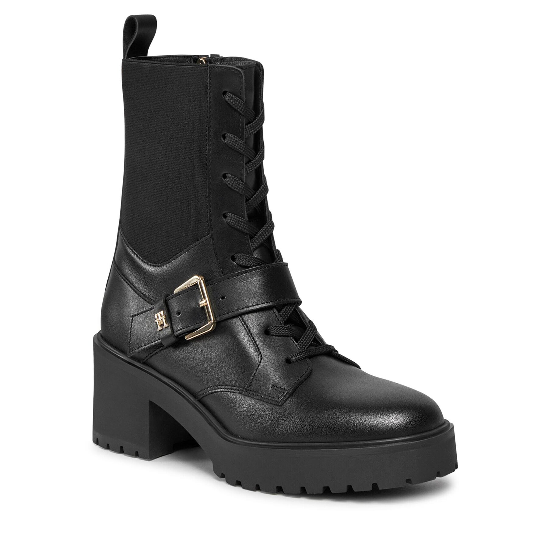 Tommy Hilfiger Боти Tommy Belt Leather Boot FW0FW07526 Черен - Pepit.bg