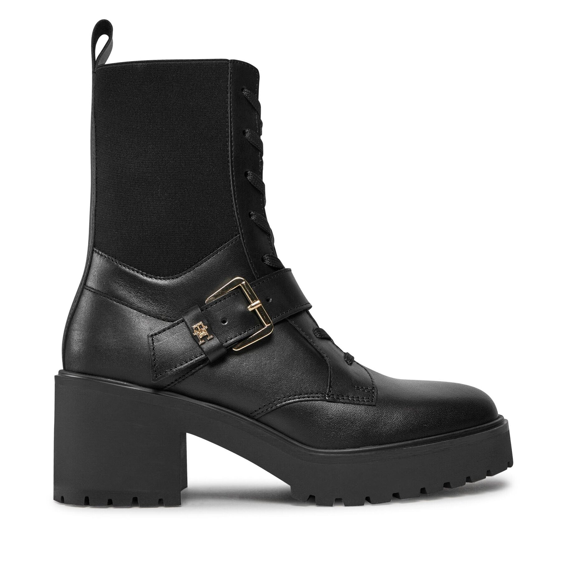 Tommy Hilfiger Боти Tommy Belt Leather Boot FW0FW07526 Черен - Pepit.bg