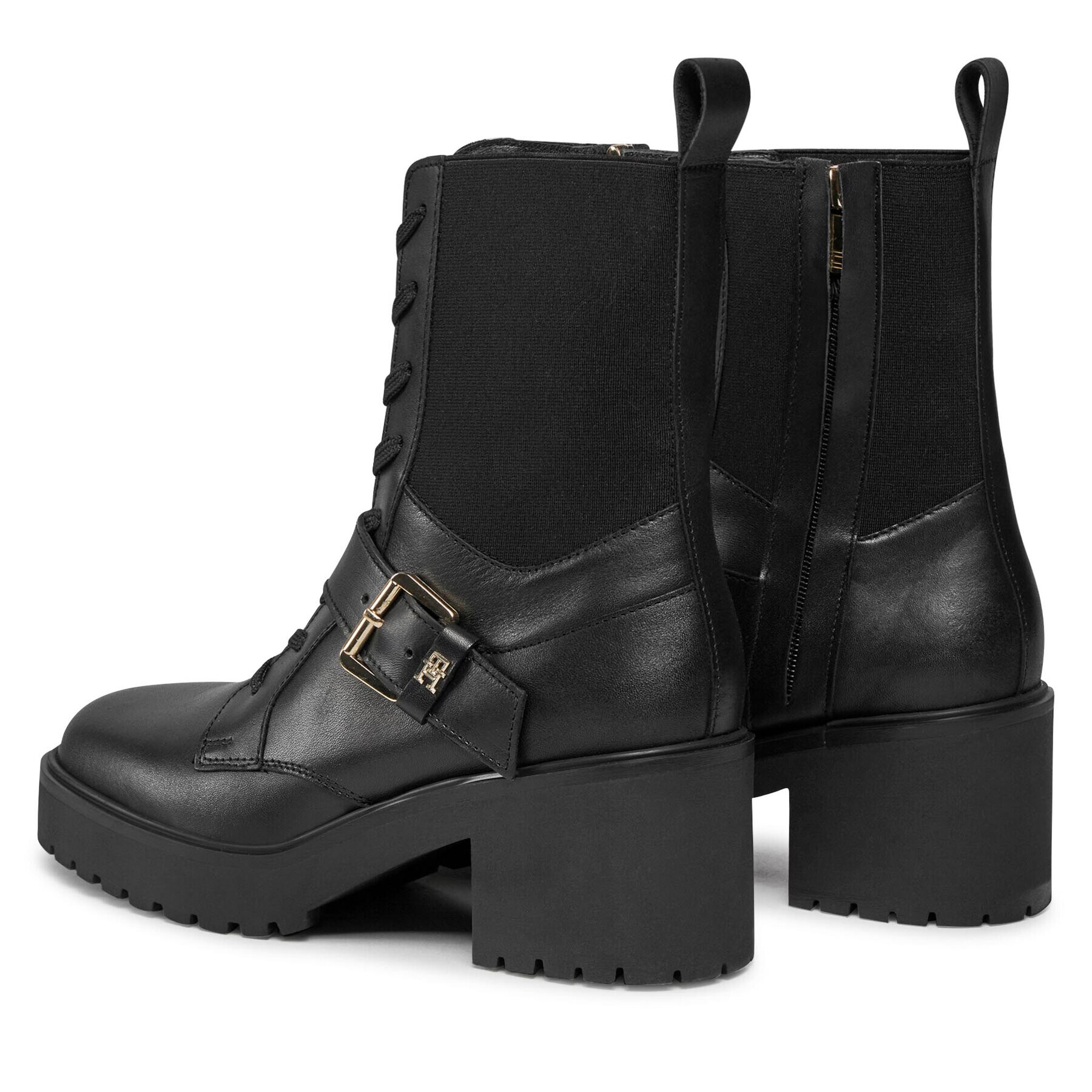 Tommy Hilfiger Боти Tommy Belt Leather Boot FW0FW07526 Черен - Pepit.bg