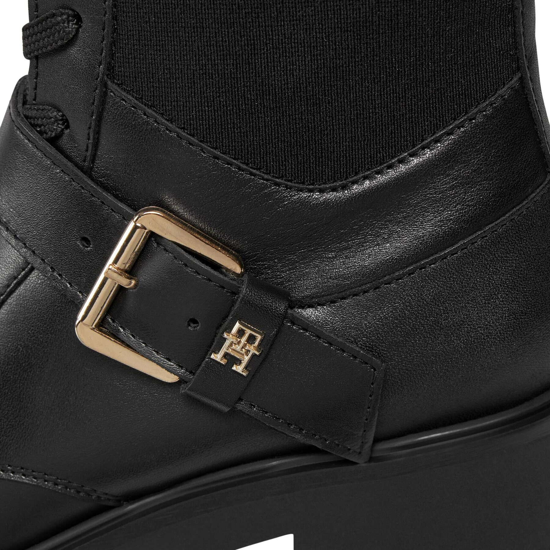 Tommy Hilfiger Боти Tommy Belt Leather Boot FW0FW07526 Черен - Pepit.bg