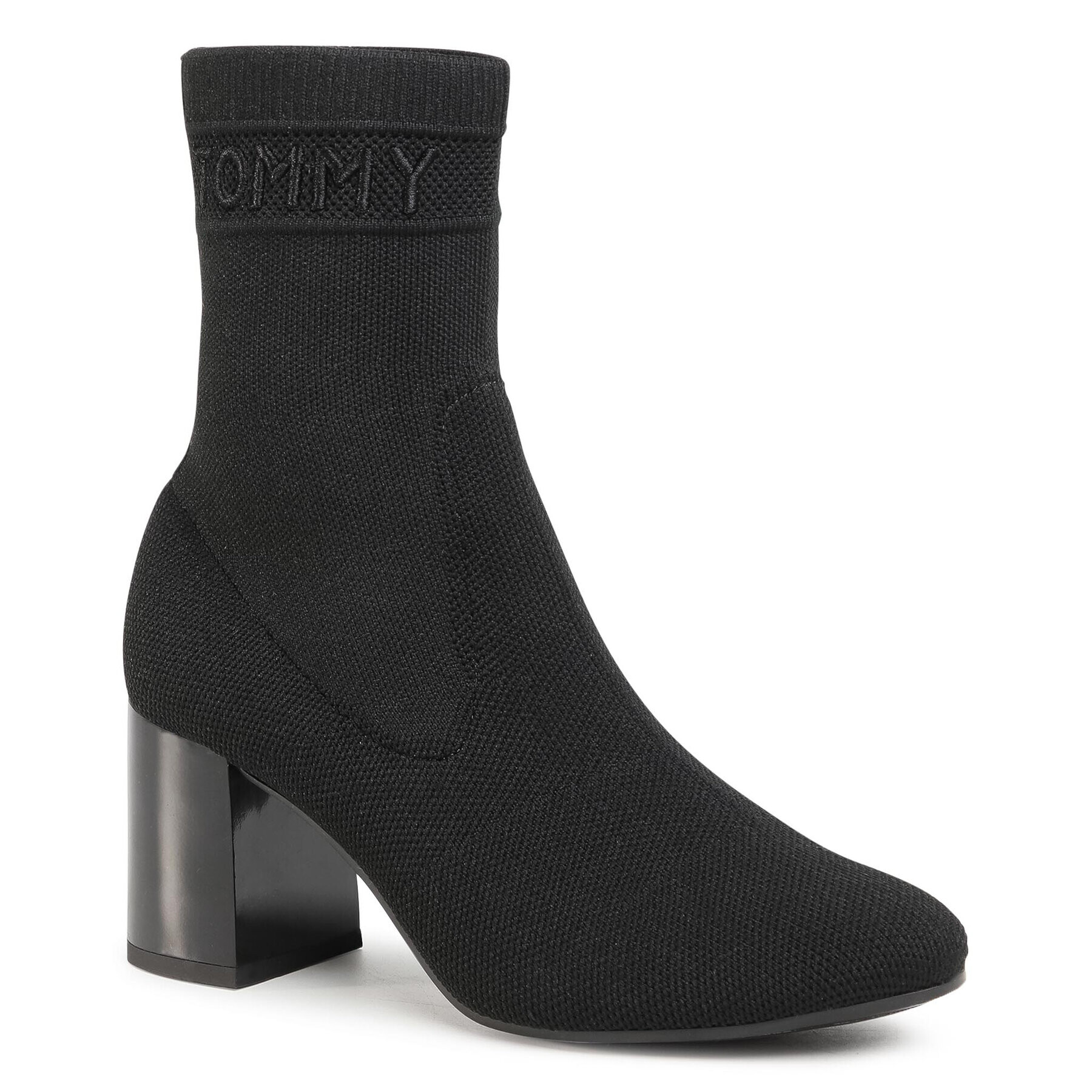 Tommy Hilfiger Боти Tommy Knit Mid Heel Boot FW0FW04974 Черен - Pepit.bg