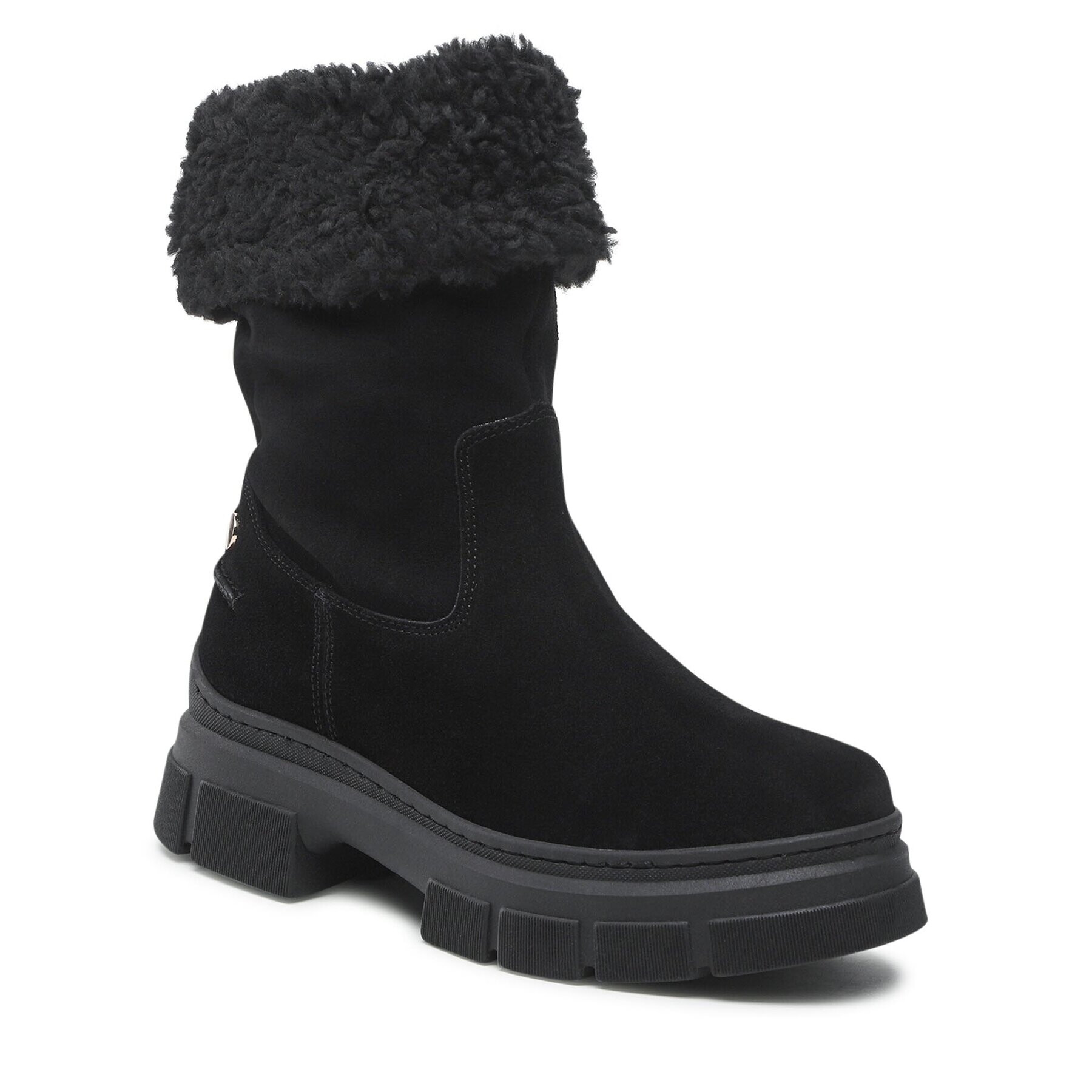 Tommy Hilfiger Боти Warm Lining Suede Low Boot FW0FW06650 Черен - Pepit.bg