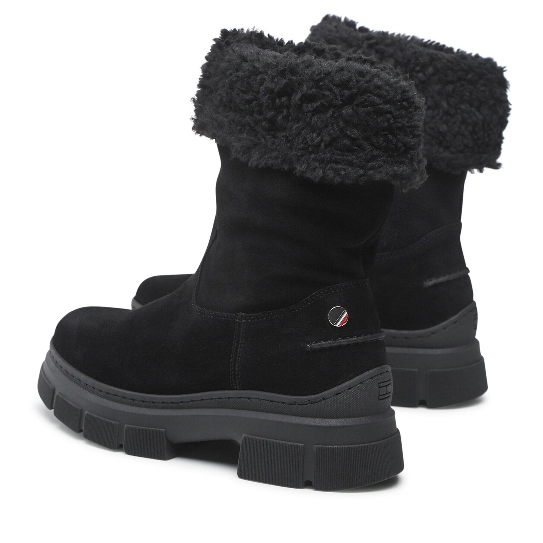 Tommy Hilfiger Боти Warm Lining Suede Low Boot FW0FW06650 Черен - Pepit.bg