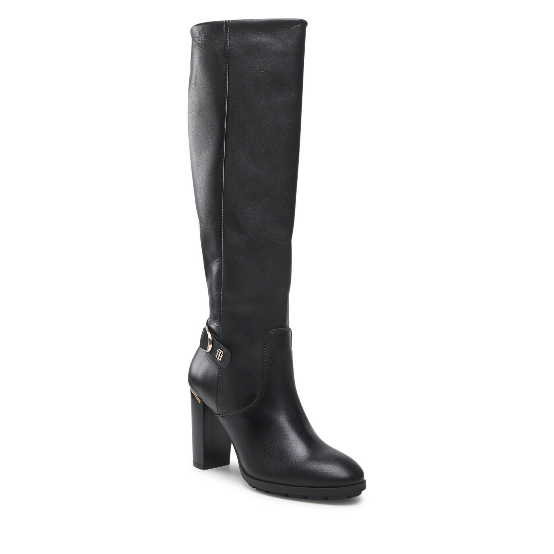Tommy Hilfiger Ботуши Belt High Heel Longboot FW0FW07053 Черен - Pepit.bg
