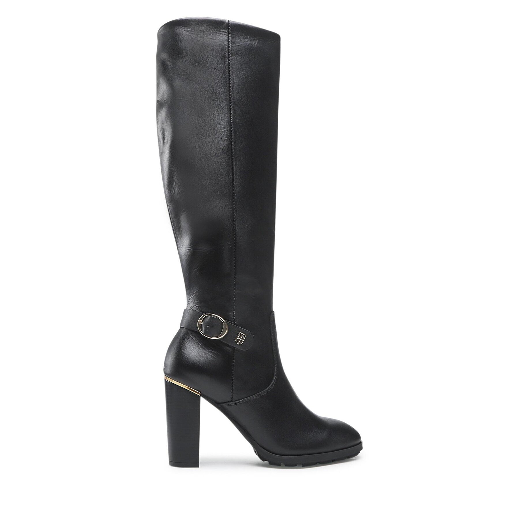 Tommy Hilfiger Ботуши Belt High Heel Longboot FW0FW07053 Черен - Pepit.bg