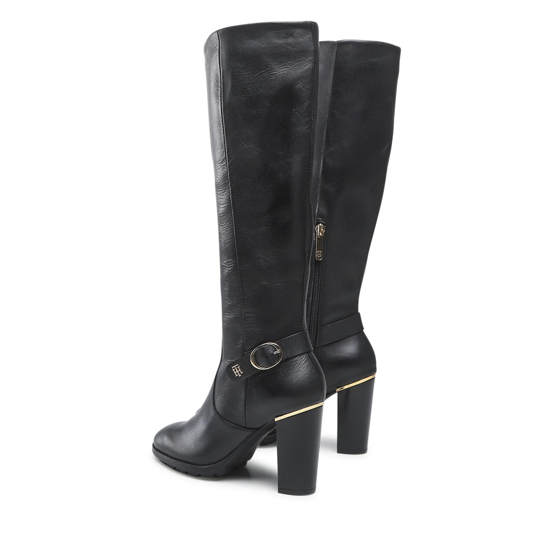 Tommy Hilfiger Ботуши Belt High Heel Longboot FW0FW07053 Черен - Pepit.bg
