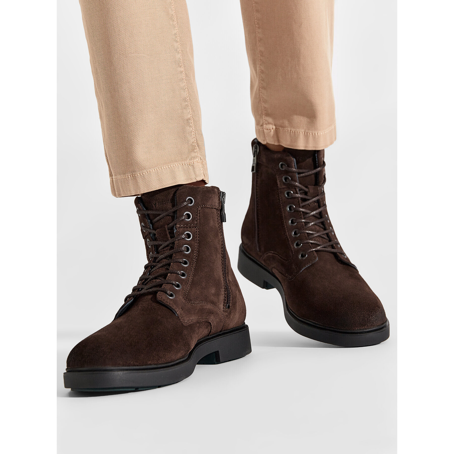 Tommy Hilfiger Ботуши Elevated Rounded Suede Lace Boot FM0FM04185 Кафяв - Pepit.bg