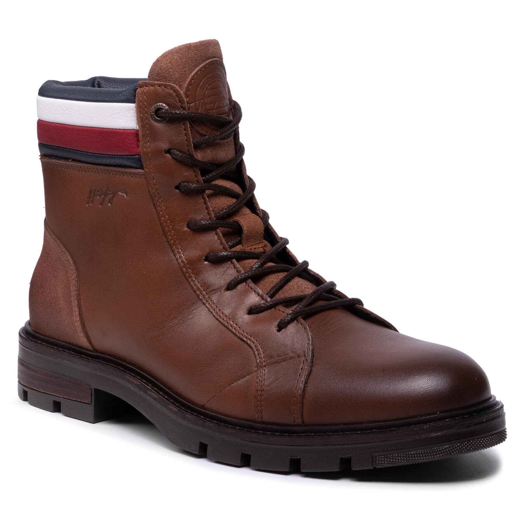 Tommy Hilfiger Ботуши Elevated Rwb Collar Lth Boot FM0FM03825 Кафяв - Pepit.bg