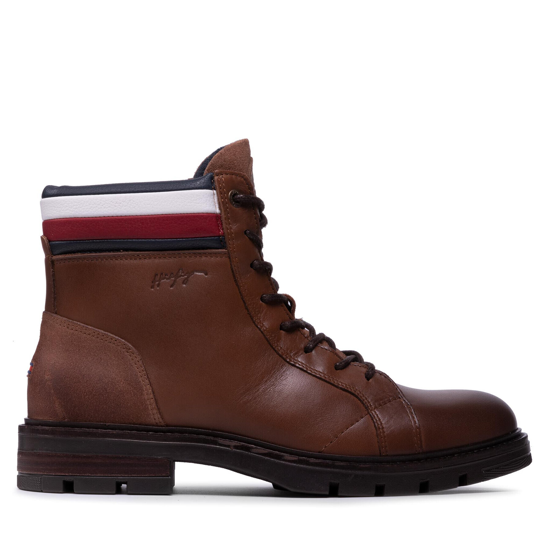 Tommy Hilfiger Ботуши Elevated Rwb Collar Lth Boot FM0FM03825 Кафяв - Pepit.bg