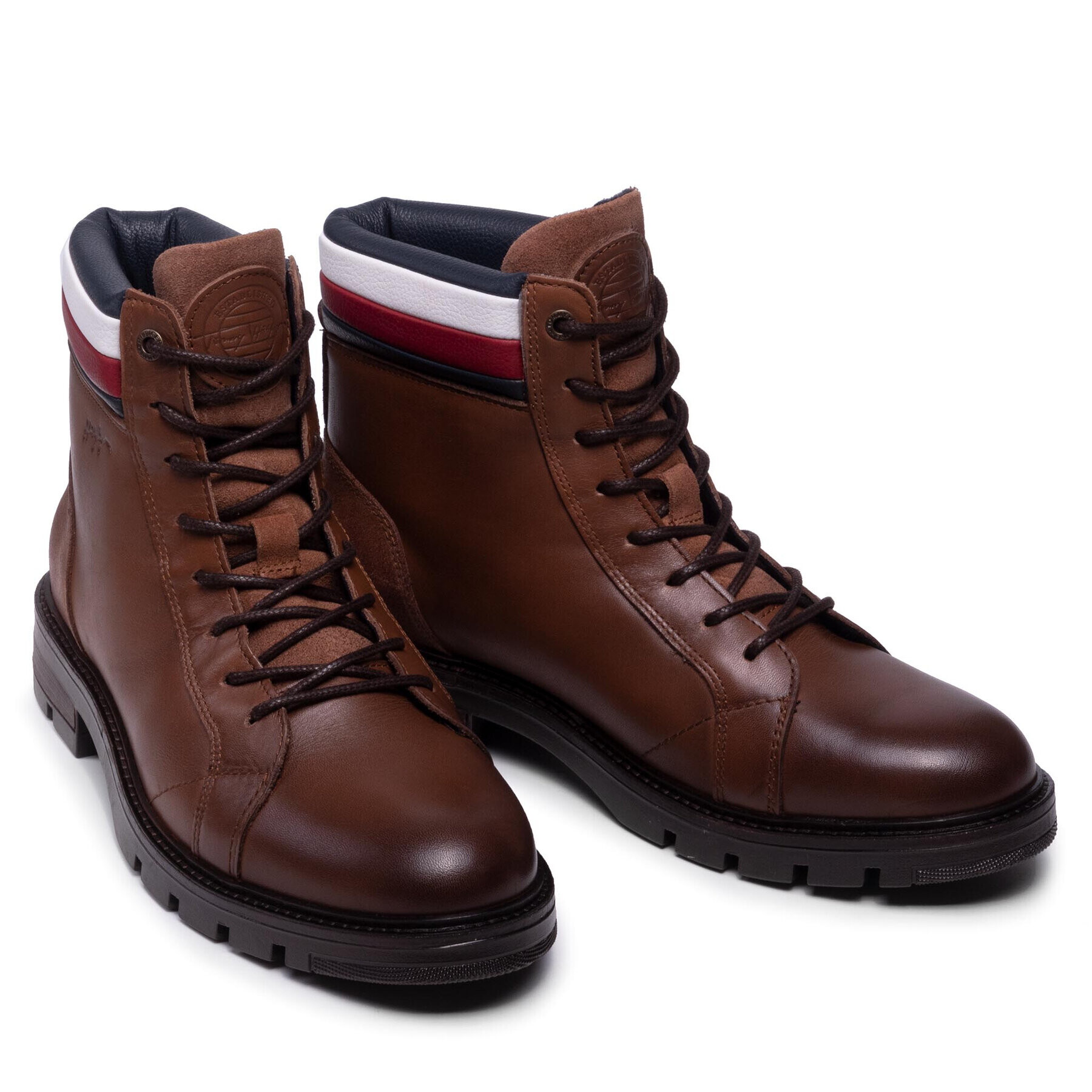 Tommy Hilfiger Ботуши Elevated Rwb Collar Lth Boot FM0FM03825 Кафяв - Pepit.bg