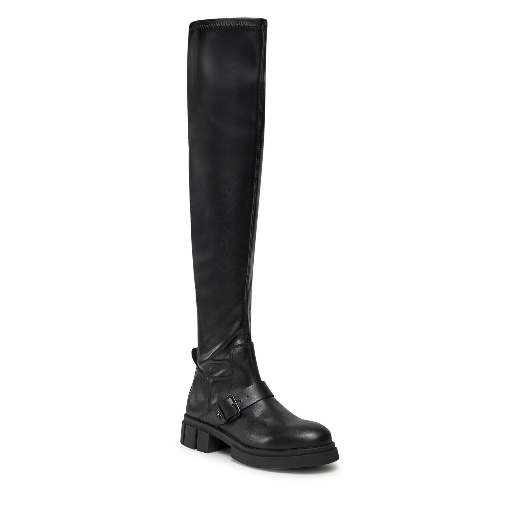 Tommy Hilfiger Ботуши Stretch Monochromatic Longboot FW0FW07611 Черен - Pepit.bg