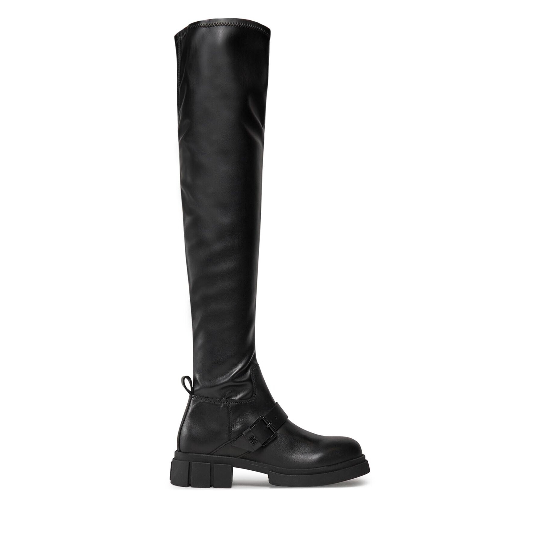 Tommy Hilfiger Ботуши Stretch Monochromatic Longboot FW0FW07611 Черен - Pepit.bg