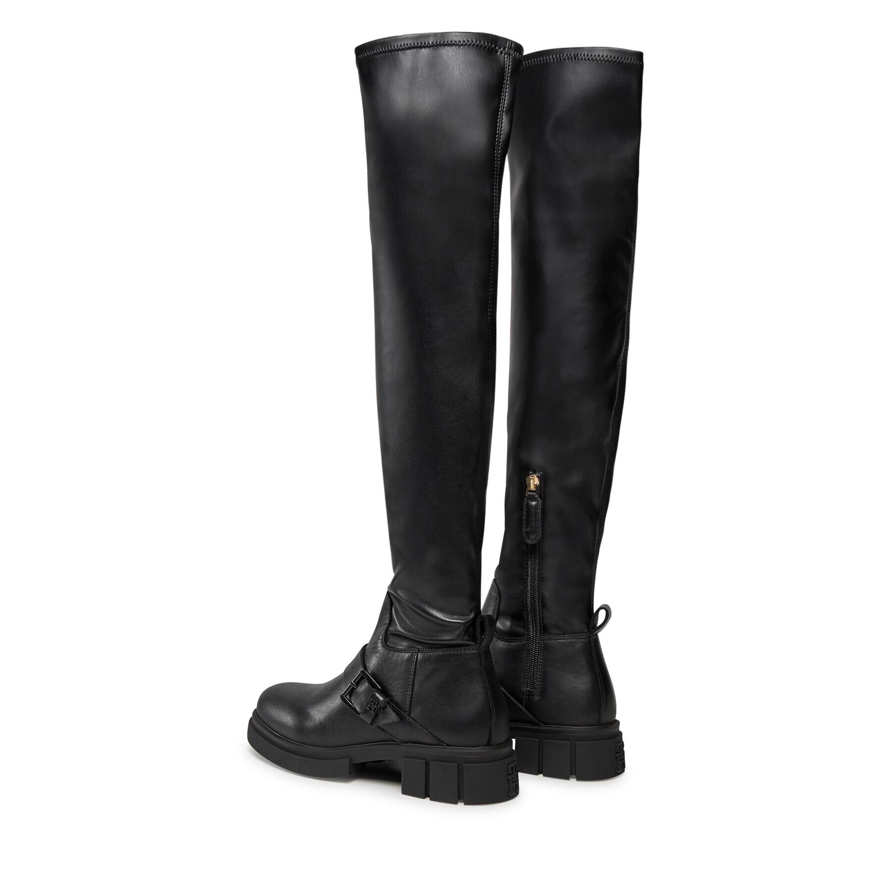 Tommy Hilfiger Ботуши Stretch Monochromatic Longboot FW0FW07611 Черен - Pepit.bg