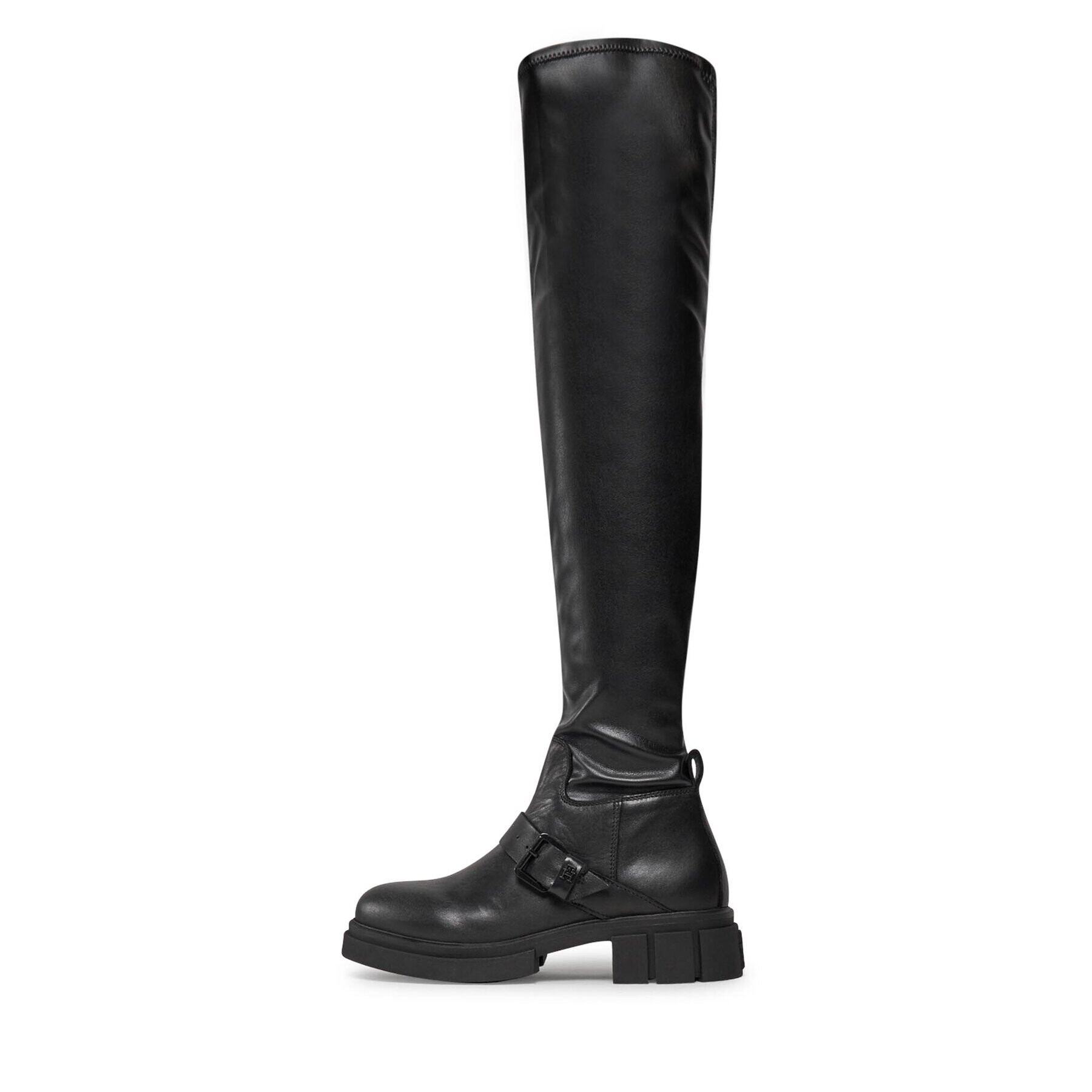 Tommy Hilfiger Ботуши Stretch Monochromatic Longboot FW0FW07611 Черен - Pepit.bg