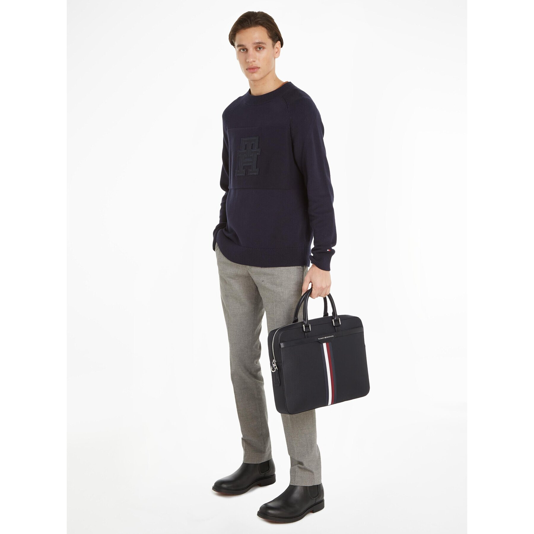 Tommy Hilfiger Чанта за лаптоп Th Coated Canvas Computer Bag AM0AM11531 Черен - Pepit.bg