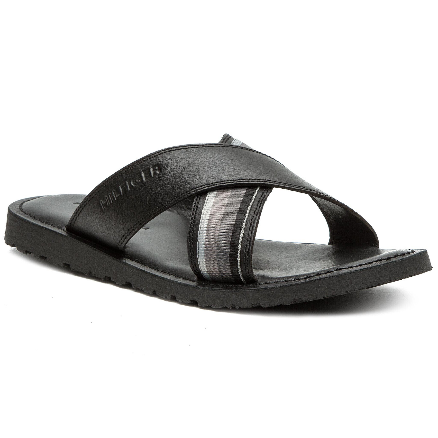 Tommy Hilfiger Чехли Criss Cross Leather Sandal FM0FM02120 Черен - Pepit.bg