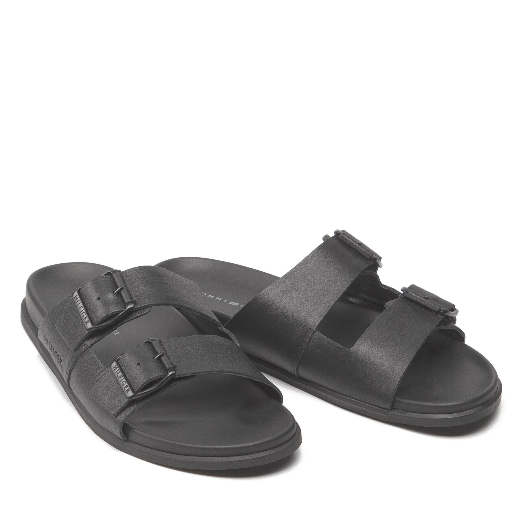 Tommy Hilfiger Чехли Elevated Leather Buckle Sandal FM0FM04085 Черен - Pepit.bg