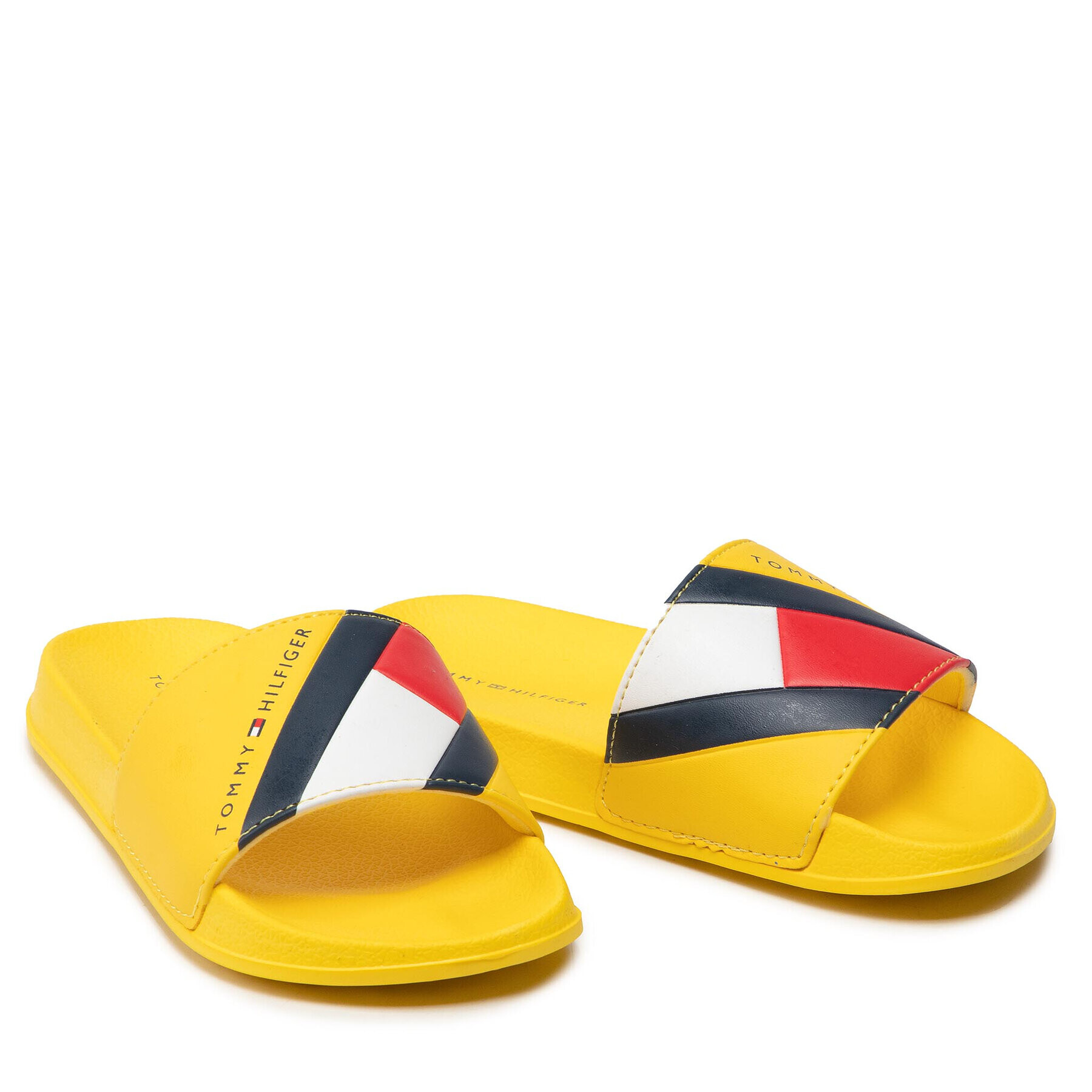 Tommy Hilfiger Чехли Flag Print Pool Slide T3B0-32273-1172 S Жълт - Pepit.bg