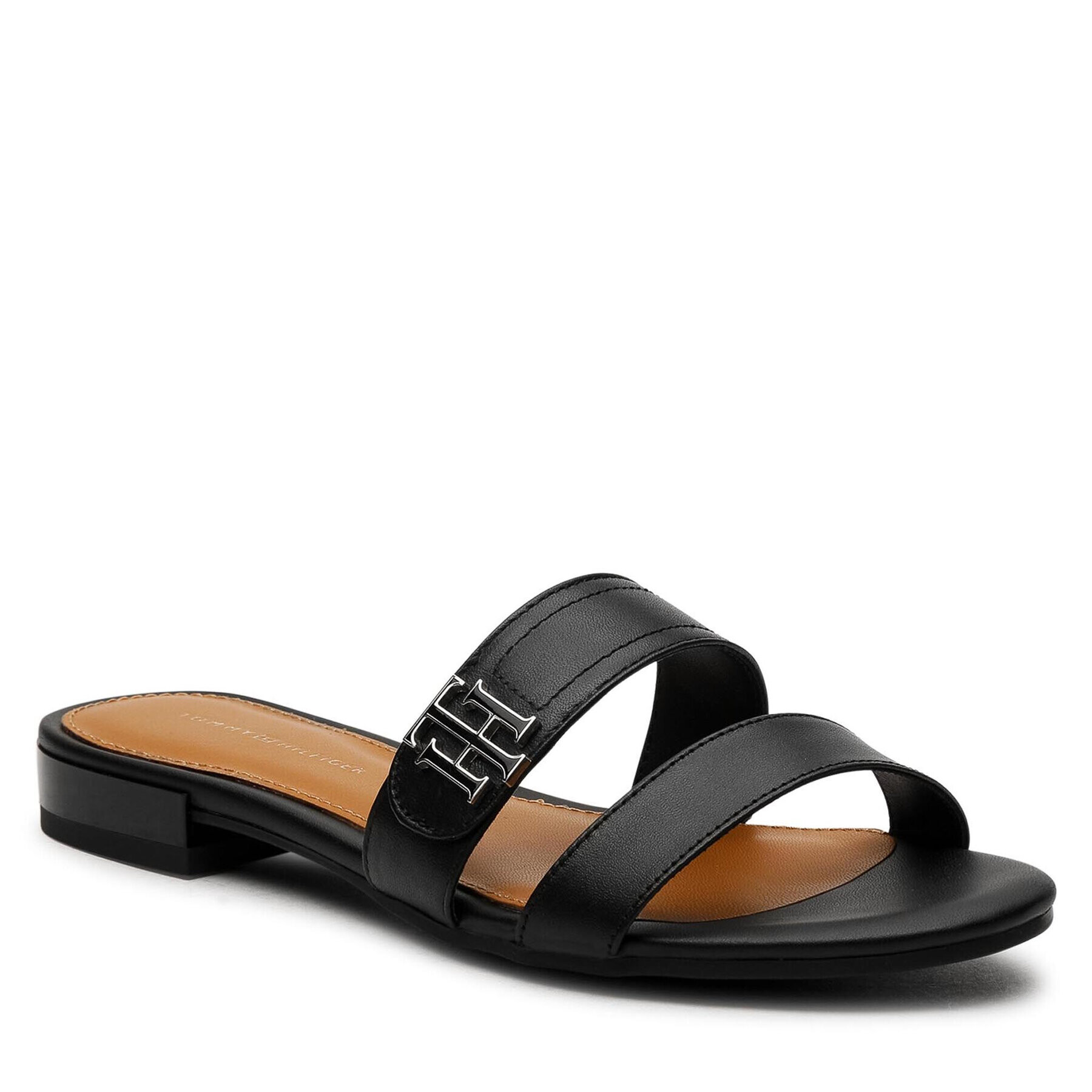 Tommy Hilfiger Чехли Hardware Flat Leather Mule FW0FW05775 Черен - Pepit.bg