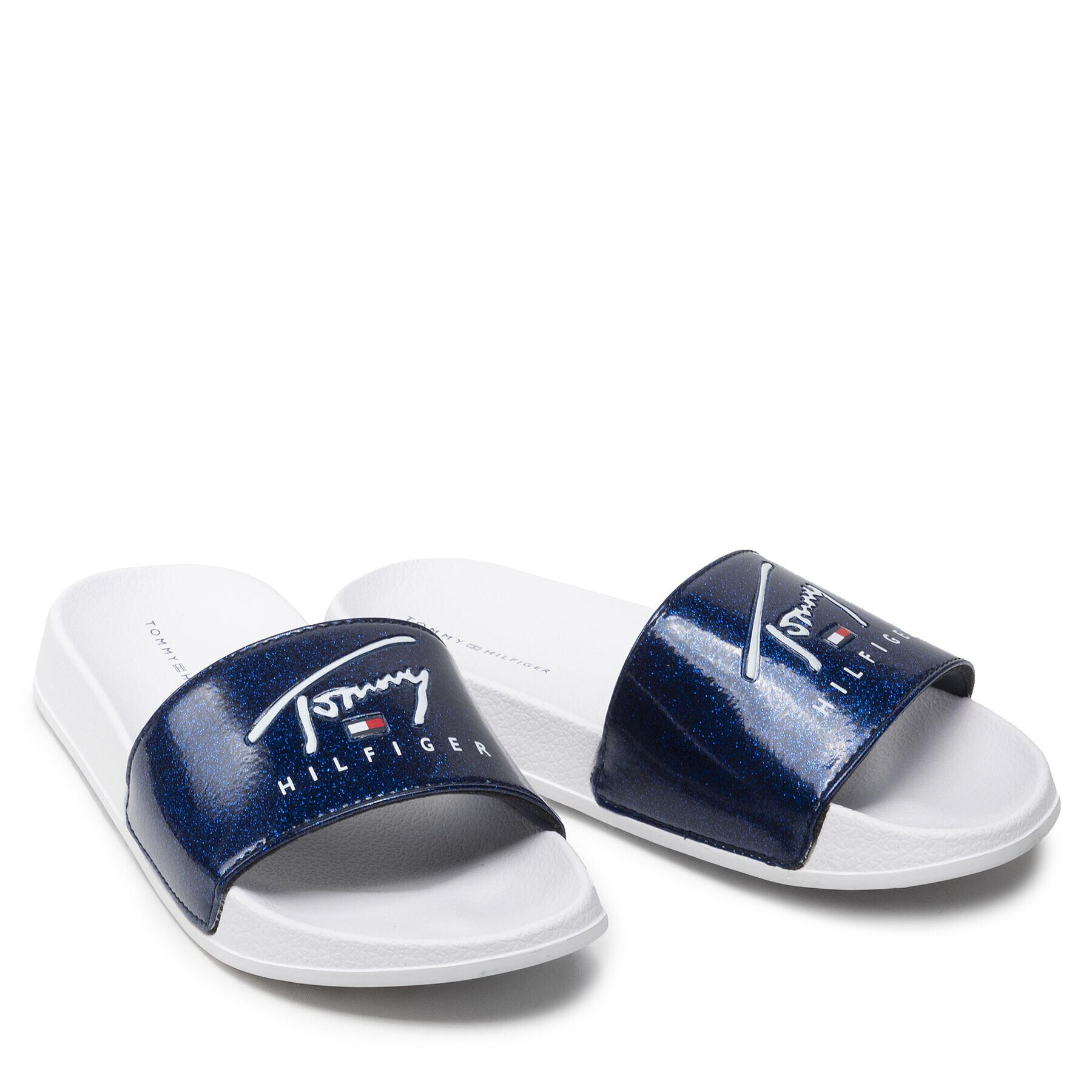 Tommy Hilfiger Чехли Logo Print Pool Slide T3A0-32195-1366 S Тъмносин - Pepit.bg