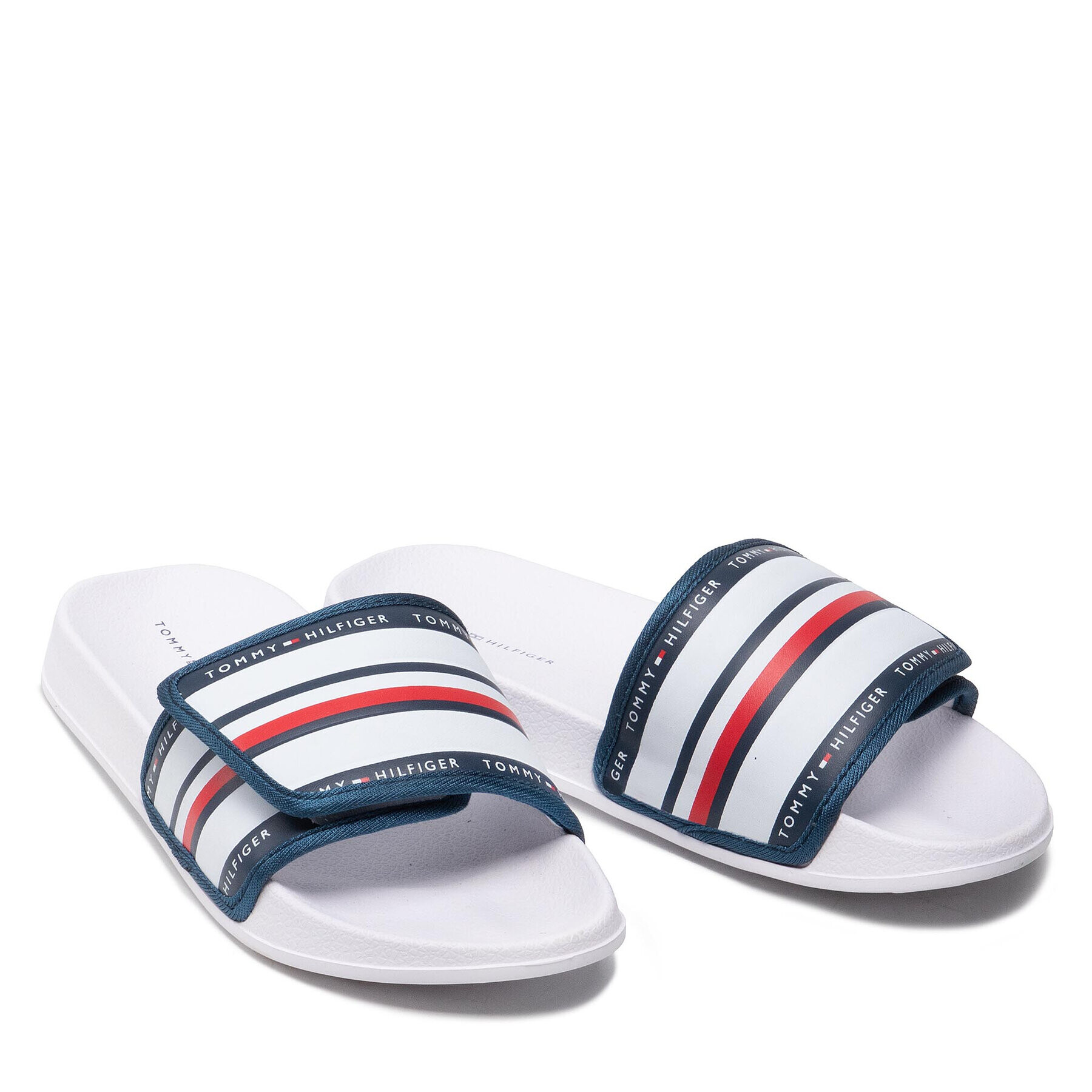 Tommy Hilfiger Чехли Maxi Velcro Pool Slide T3B0-32272-1172 S Бял - Pepit.bg