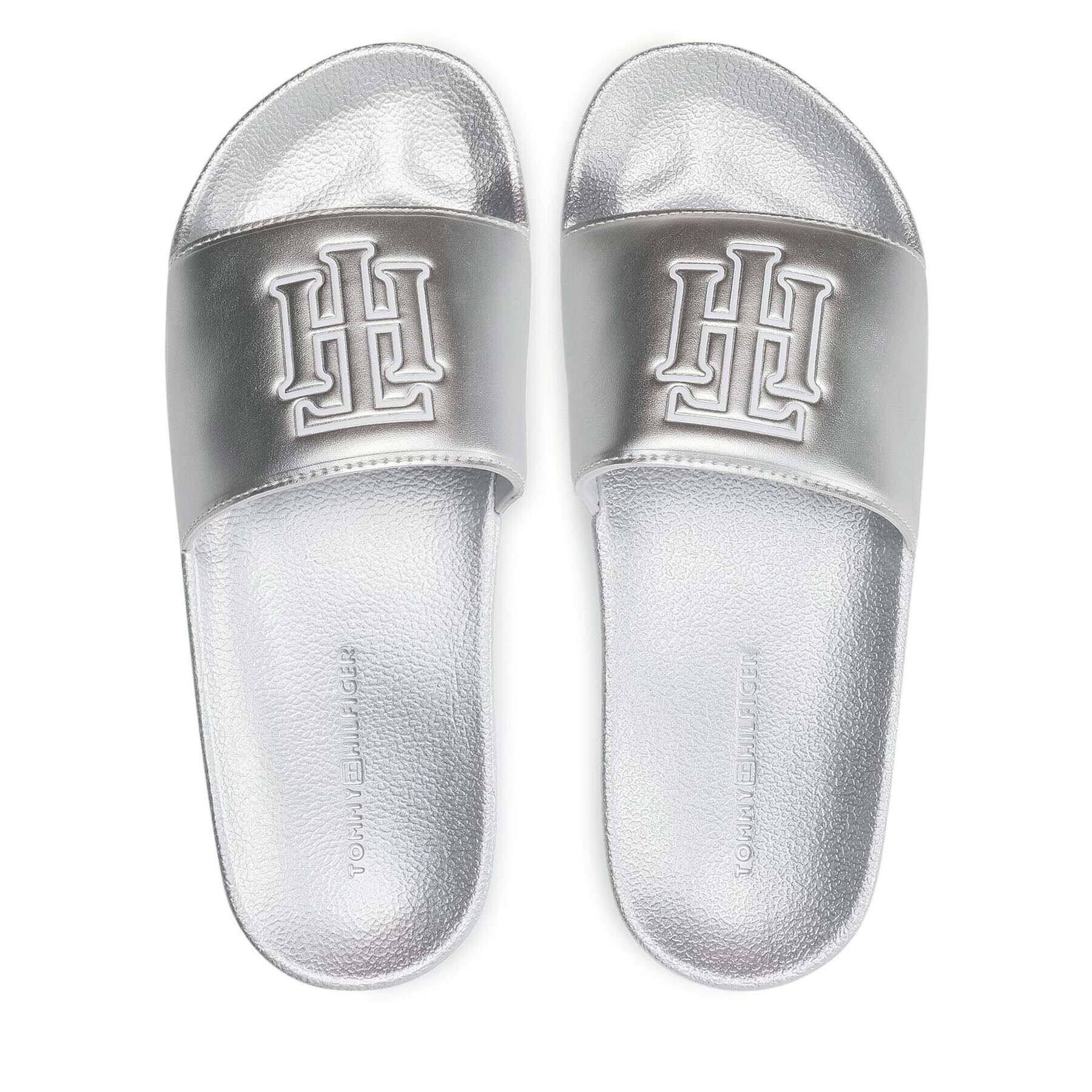 Tommy Hilfiger Чехли Monogram Metallic Pool Slide FW0FW05759 Сребрист - Pepit.bg