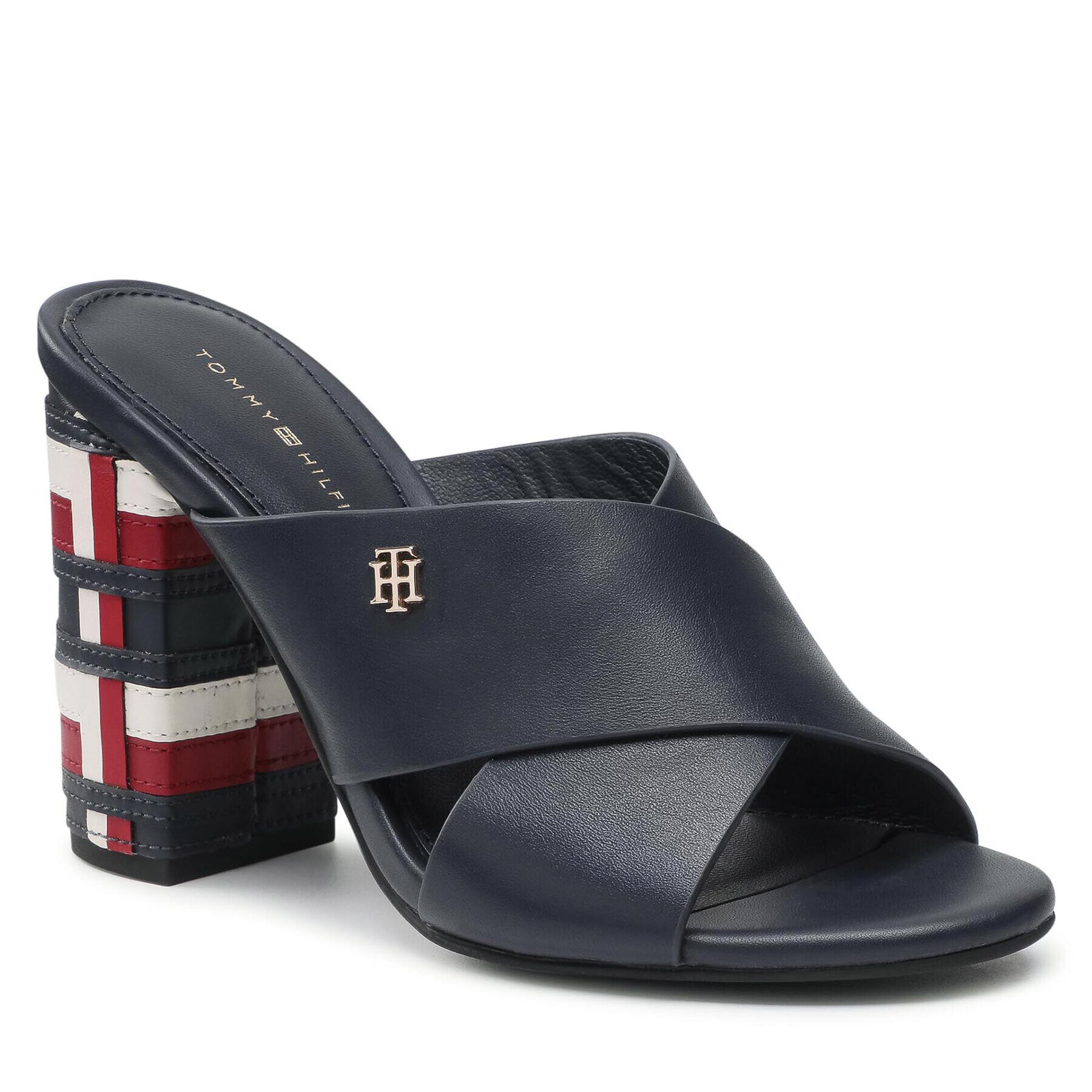 Tommy Hilfiger Чехли Th Corporate High Heel Mule FW0FW05772 Тъмносин - Pepit.bg