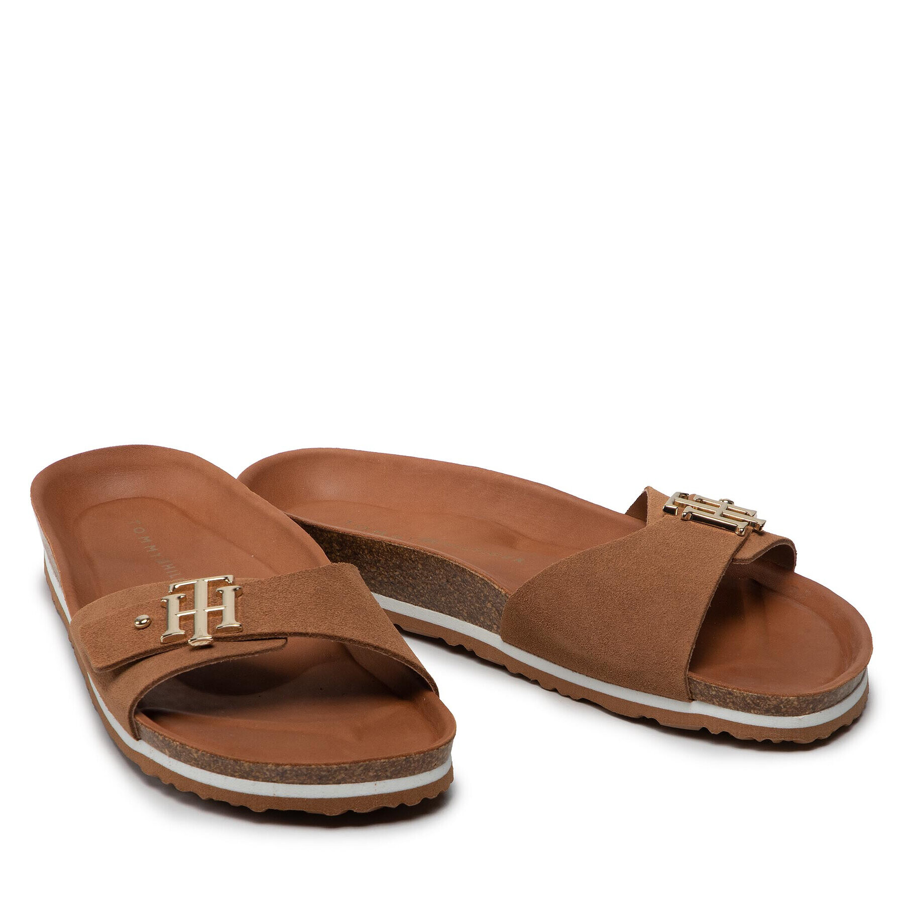 Tommy Hilfiger Чехли Th Molded Footbed Flat Sandal FW0FW06244 Кафяв - Pepit.bg