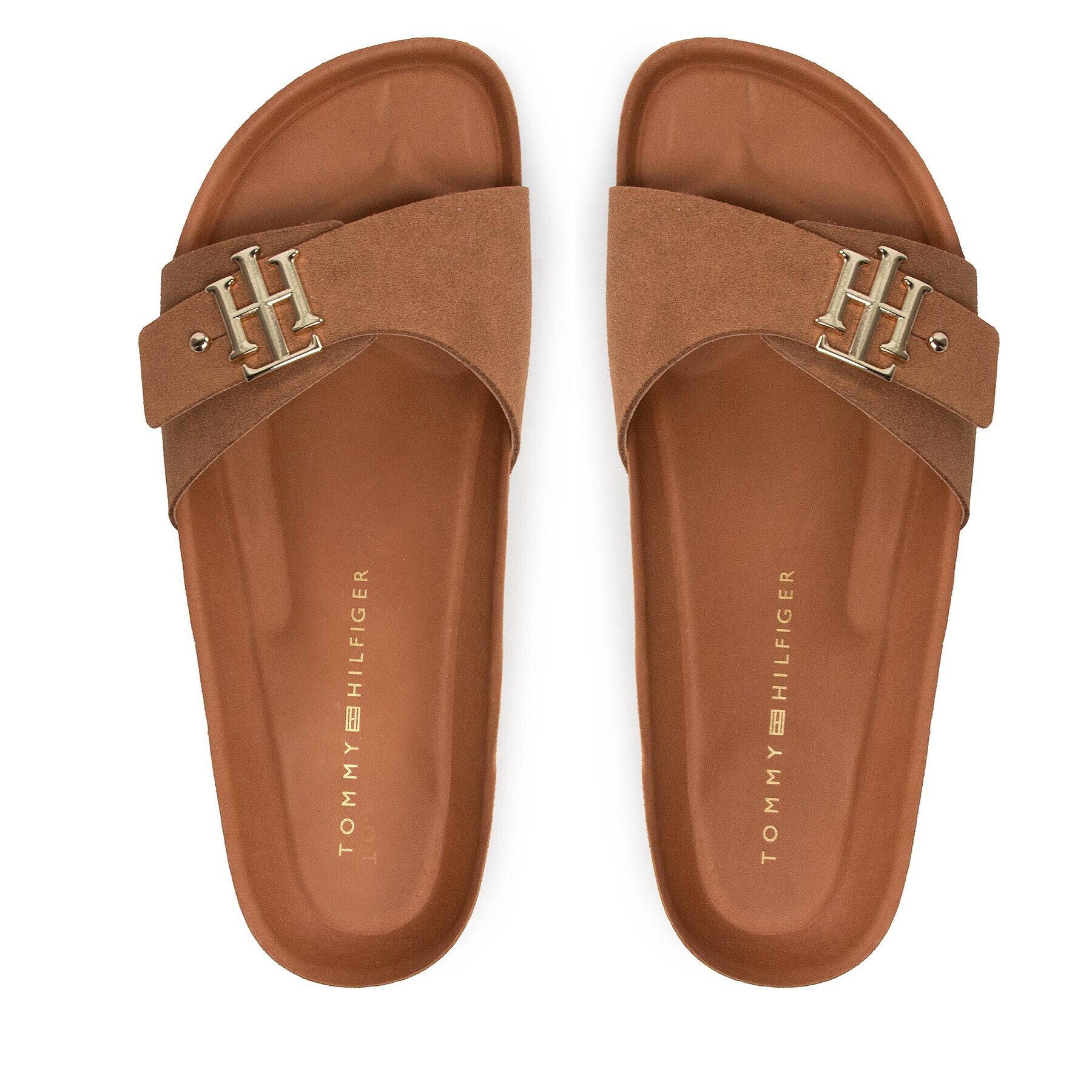 Tommy Hilfiger Чехли Th Molded Footbed Flat Sandal FW0FW06244 Кафяв - Pepit.bg